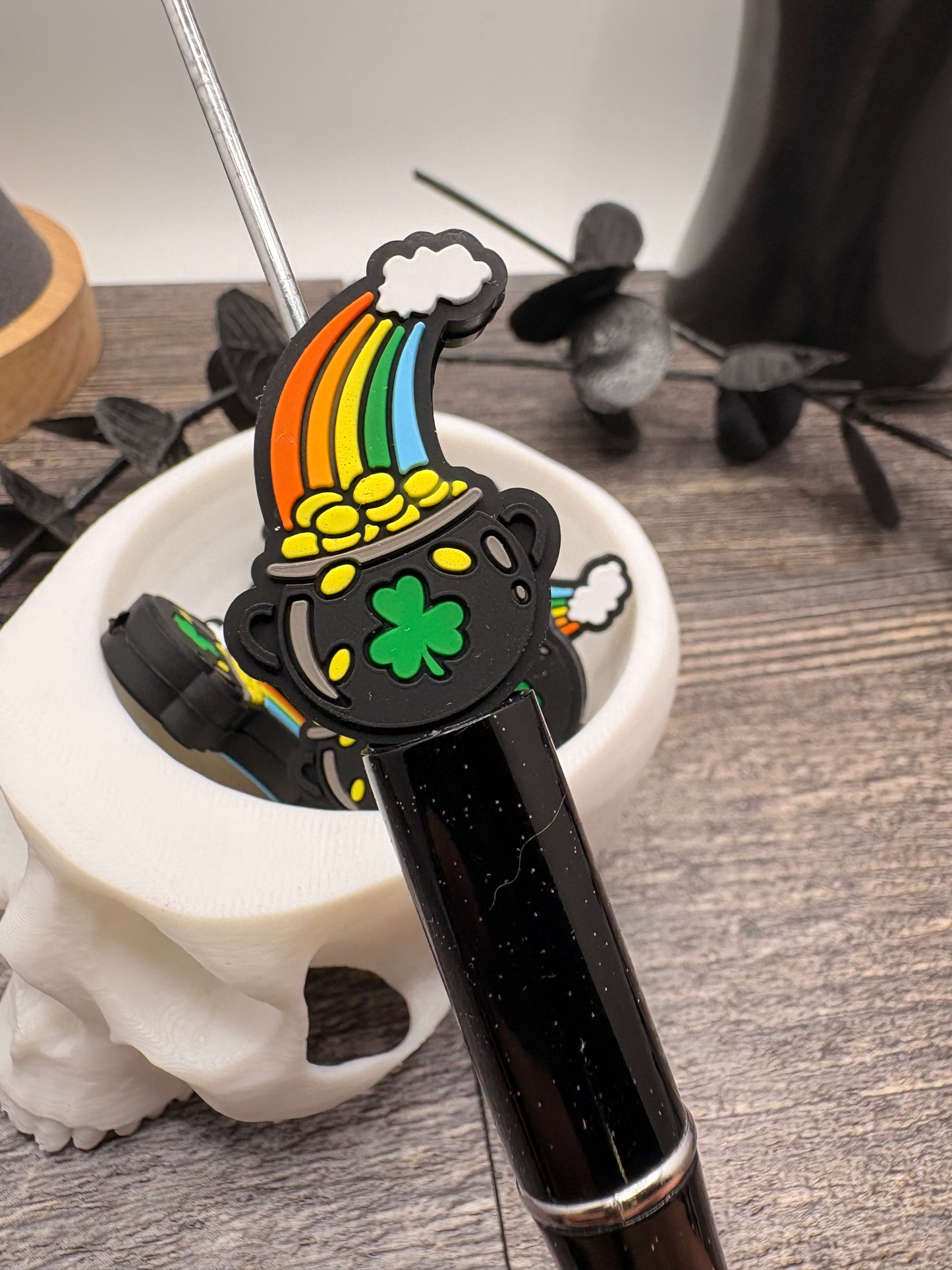 Pot of gold pen bead colorful, crafting beads, supplies, focal, silicone supply bead, silicone focal for beadable items, 31.5mm