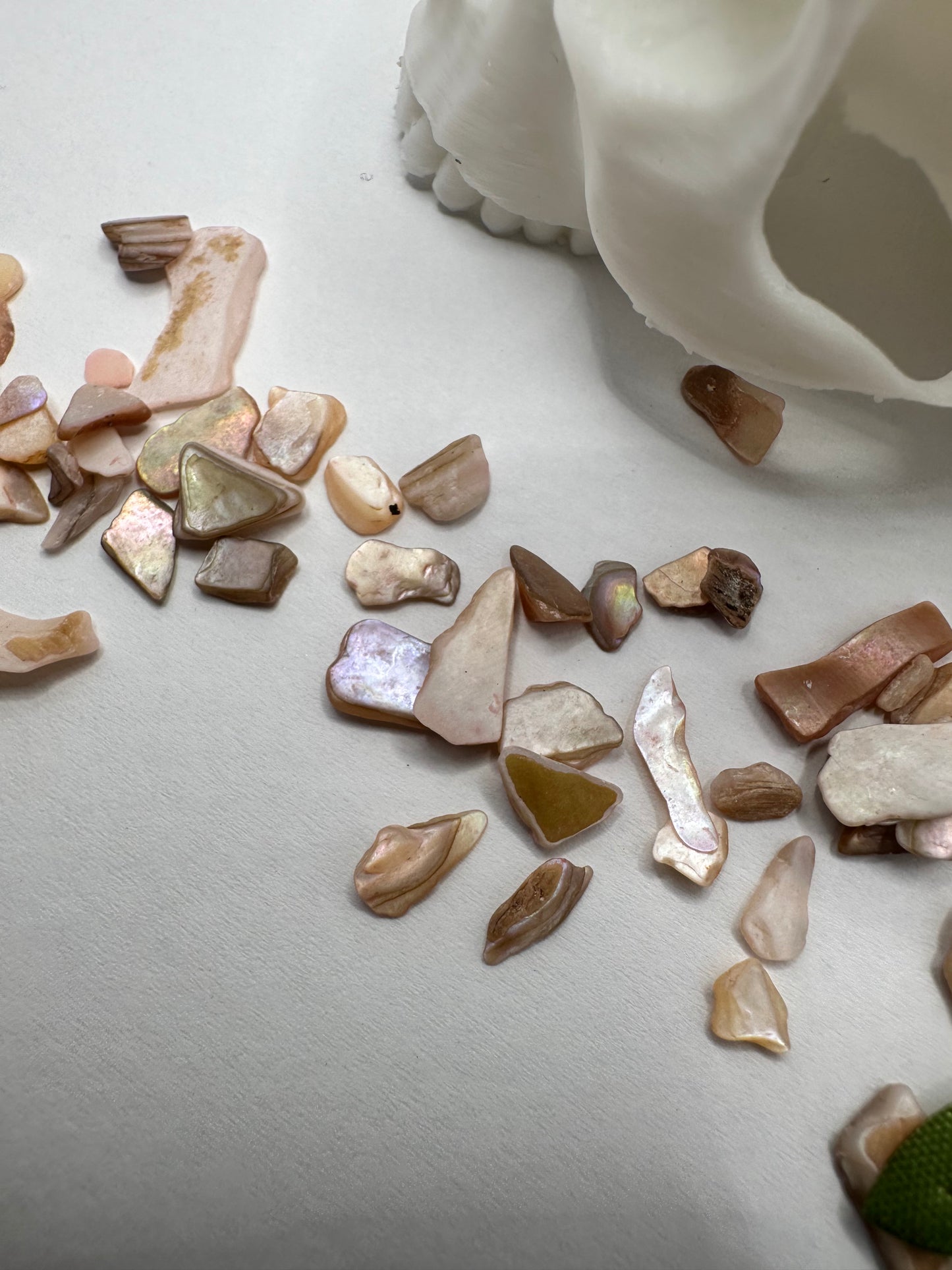 Rose pink shell chip mix, filler, crafting chips, natural shell mix glossed chips, resin fillers, candle making supplies 1oz by weight