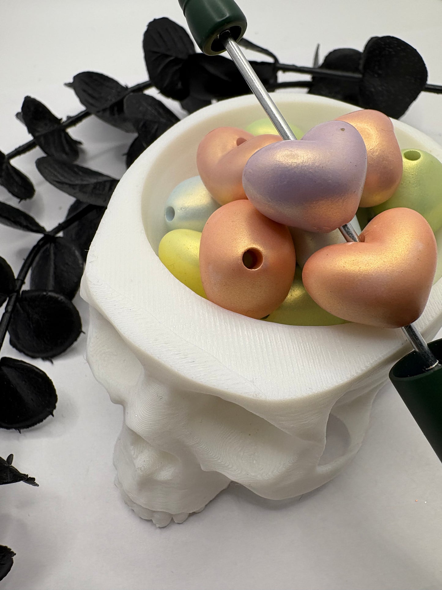 Matte Pearl puff heart 5pc bead, acrylic 14.5mm beads for pens, beading supplies, beading, 5pc color mix