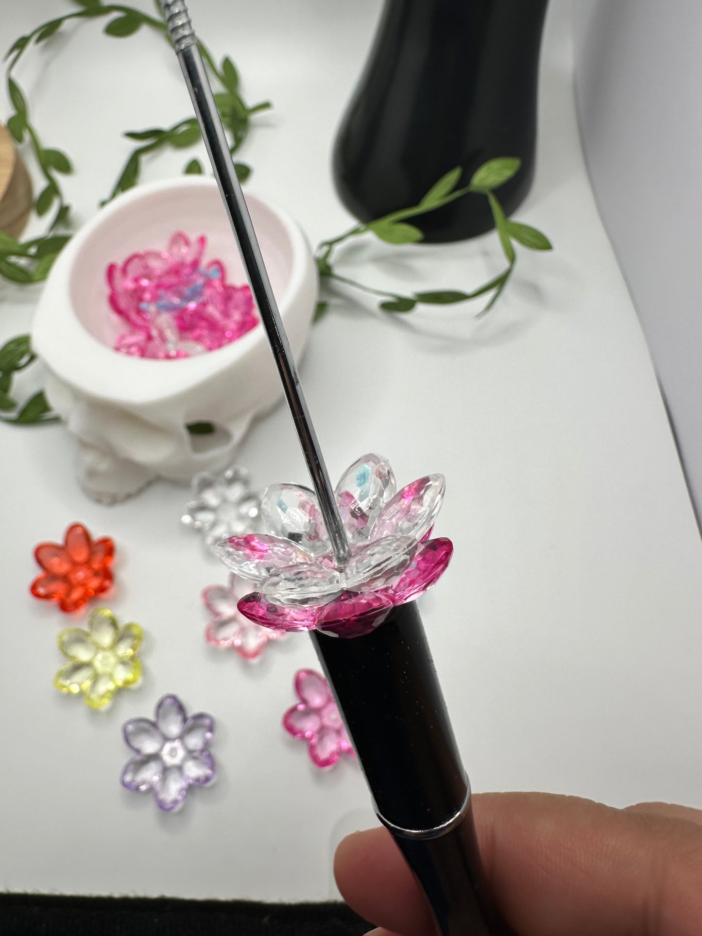 Small Flower bead, acrylic 21mm beads for pens, beading supplies, beading, 5pc flower set