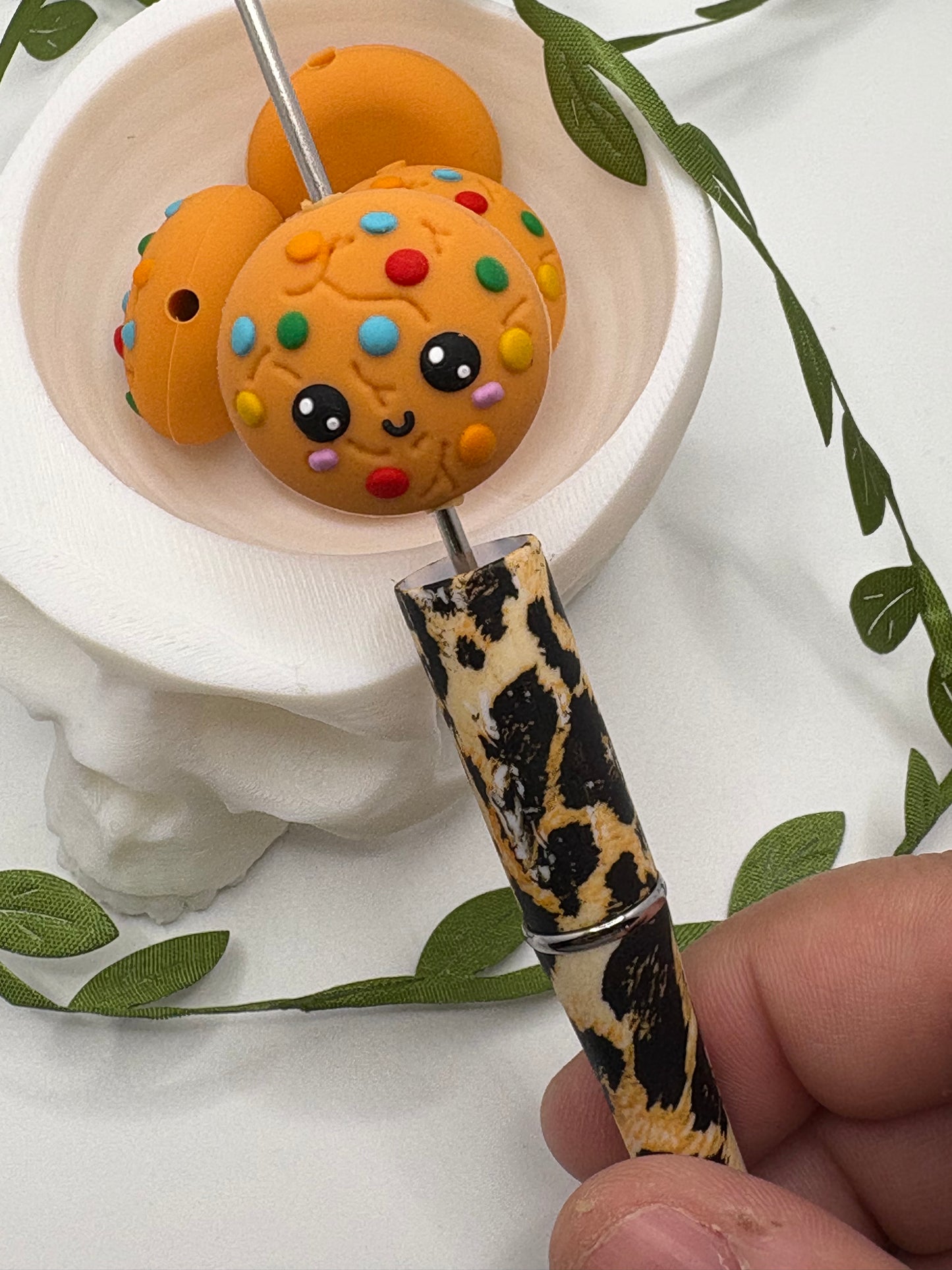 3D cookie, cute silicone bead, beads for pens, printed silicone bead, focal bead, 24mm, 1pc