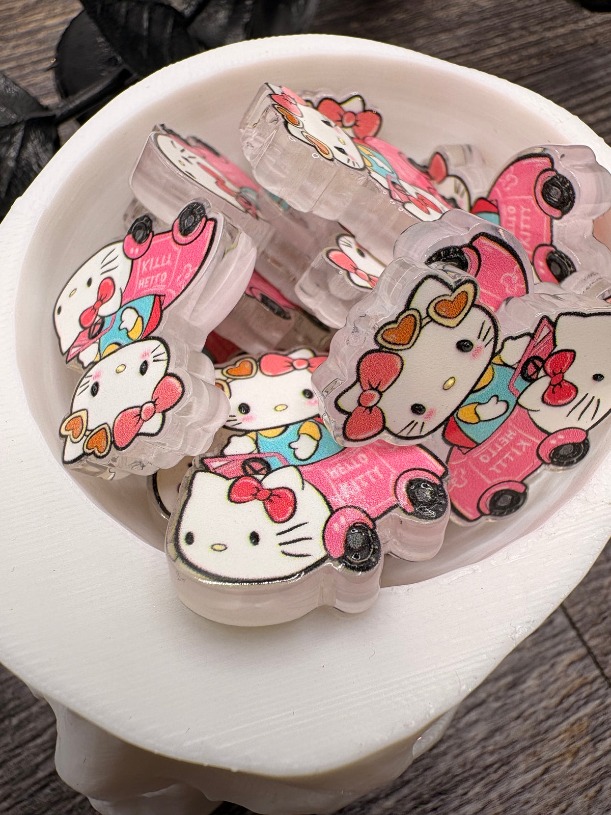 HK Kitty bead, acrylic beads for pens, beading supplies, beading, 24.5mm, 1pc