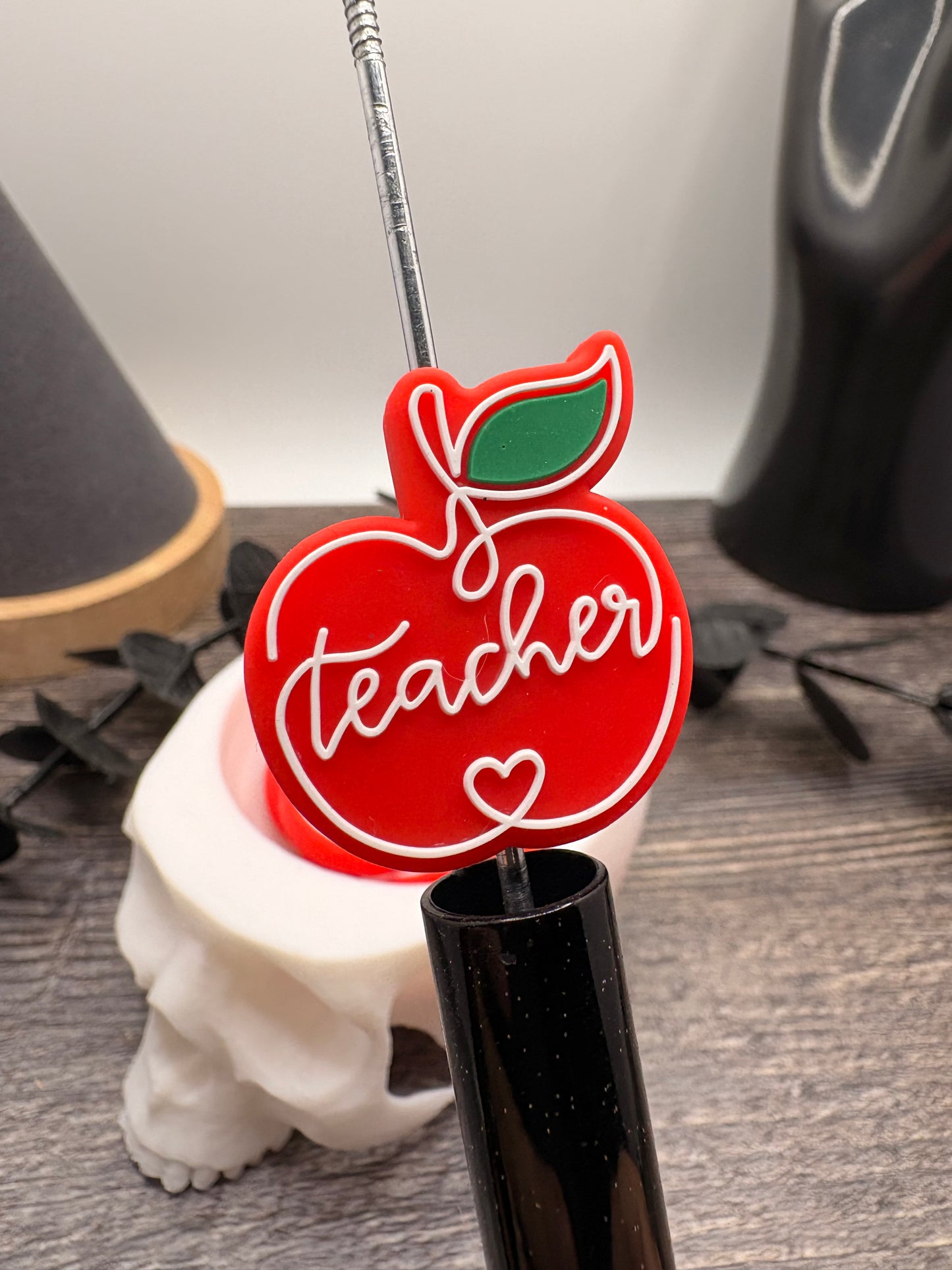 Teacher Bead, Silicone focal, silicone bead for pens, crafting beads, supply, focal, silicone bead 29.5mm