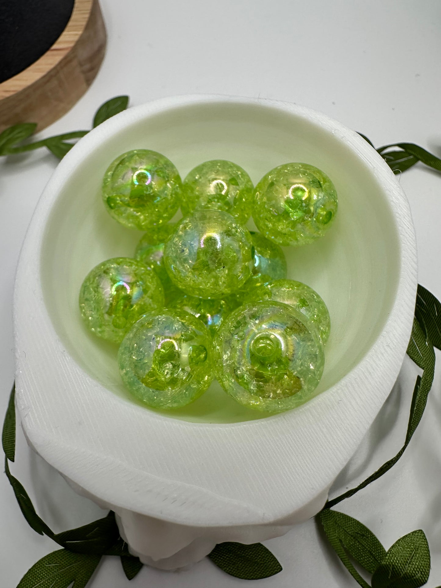 Keylime Crackle bubblegum bead, acrylic 15.5mm beads for pens, beading supplies, beading, crackle