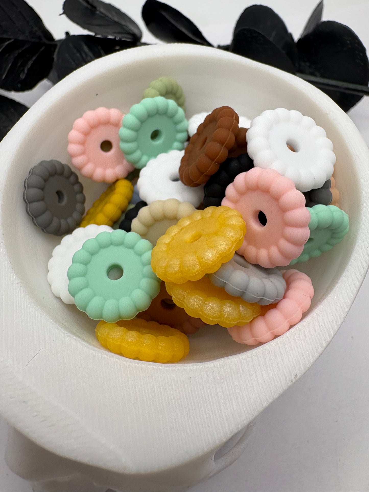 Silicone Disc bead spacer mix, 14.5mm beads for pens, beading supplies, beading, 10pc spacers