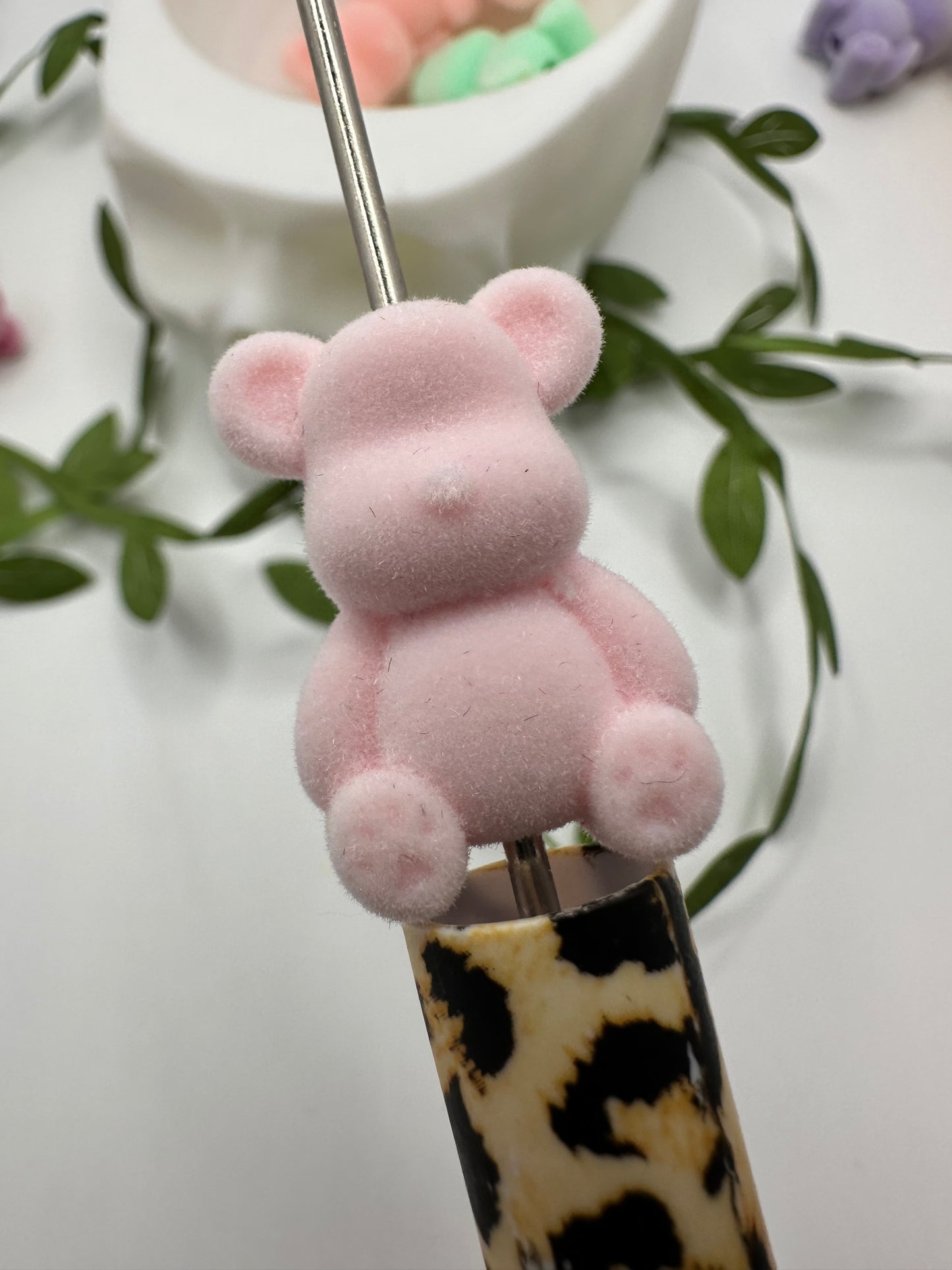 Fur Bear beads, acrylic fur beads for pens, beading supplies, beading, 1pc, 26mm
