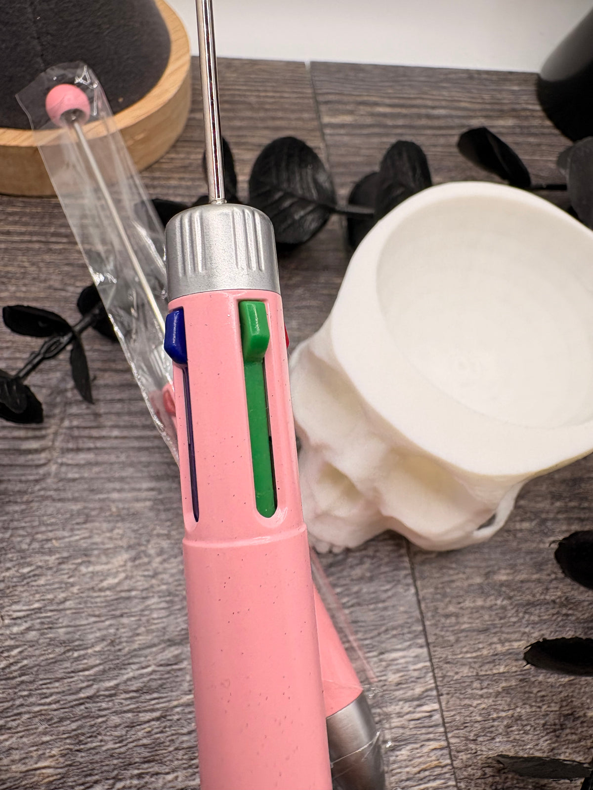 Multicolor Beadable Pen blank: Beadable black ink, pen for beading crafts