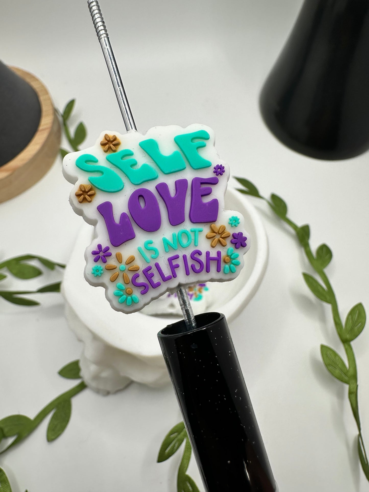 Self Love focal bead, silicone bead, silicone bead for pens, crafting beads, supplies focal, silicone supply bead 30mm