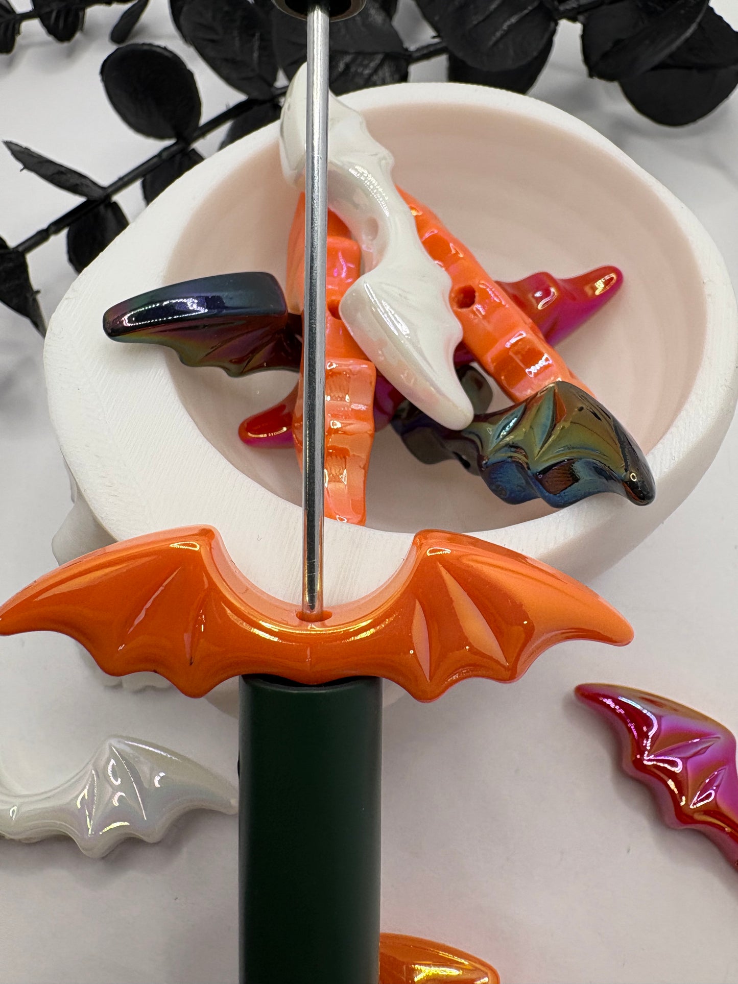 Bat Wings mix beads, acrylic 13mm beads for pens, beading supplies, mix colored wings 5pc