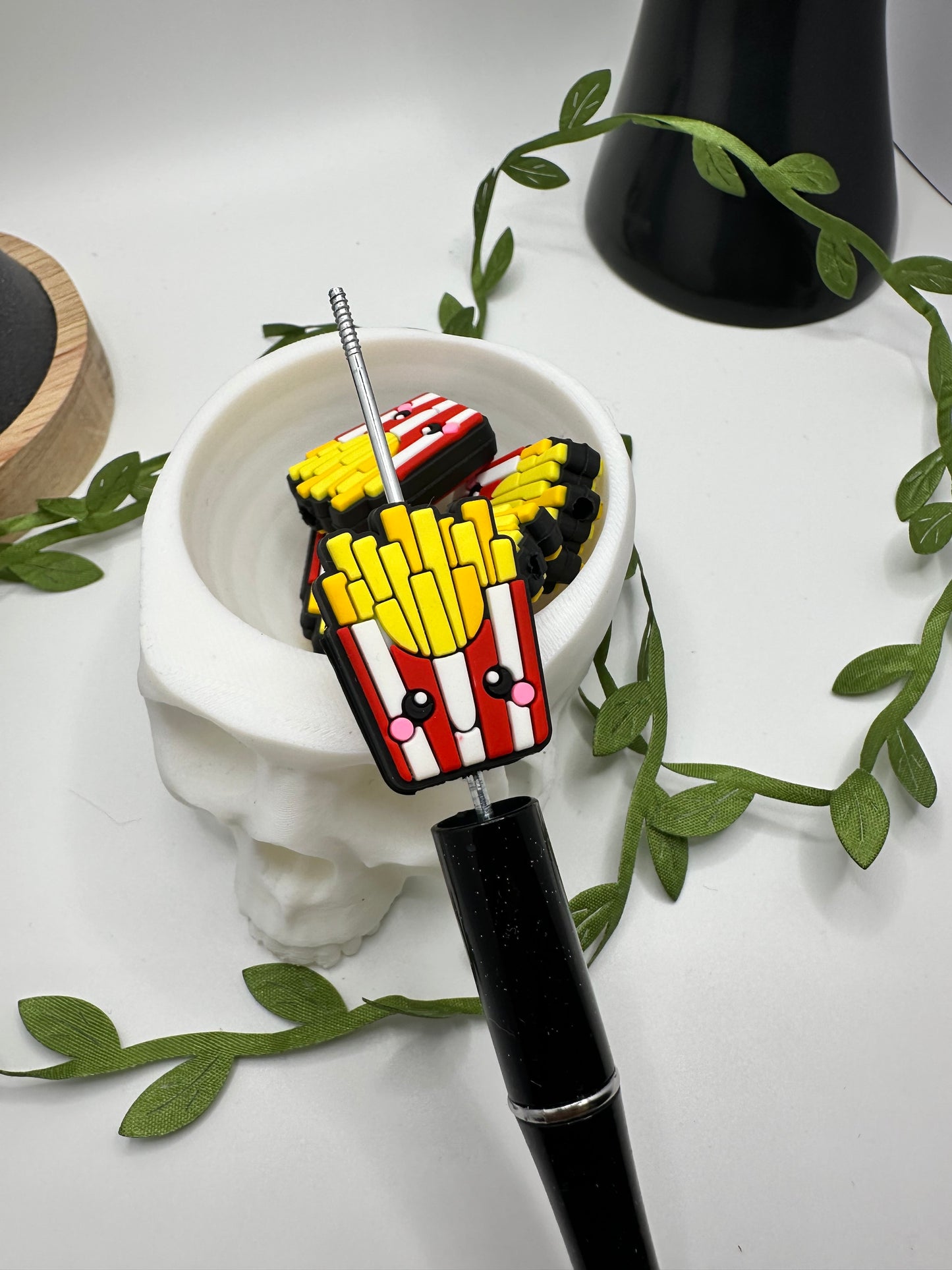 French Fries focal bead, silicone bead, silicone bead for pens, crafting beads, supplies, focal, silicone supply bead 30mm