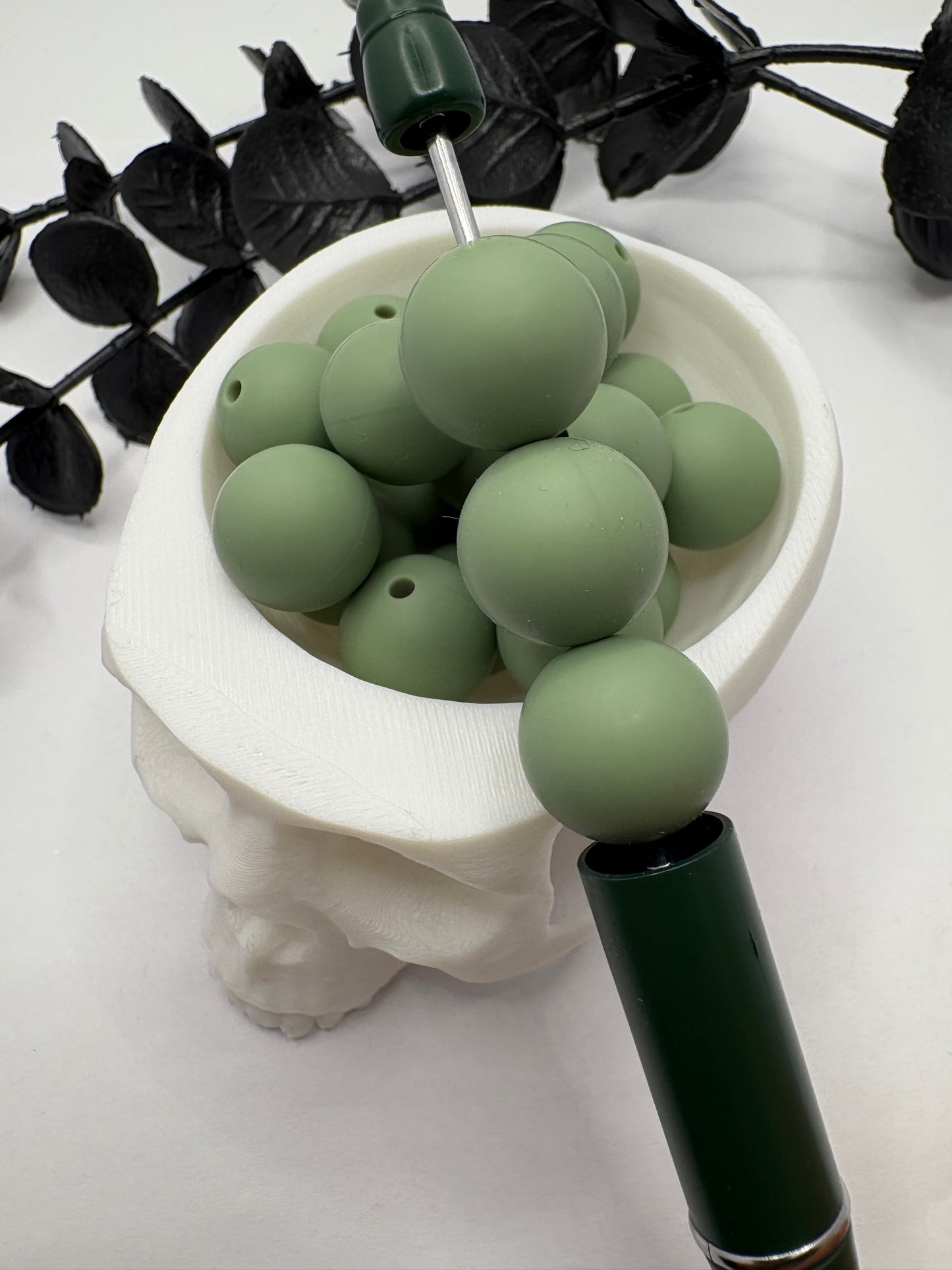 Silicone Mute Green bead, 15mm beads for pens, beading supplies, beading, pvc silicone beads