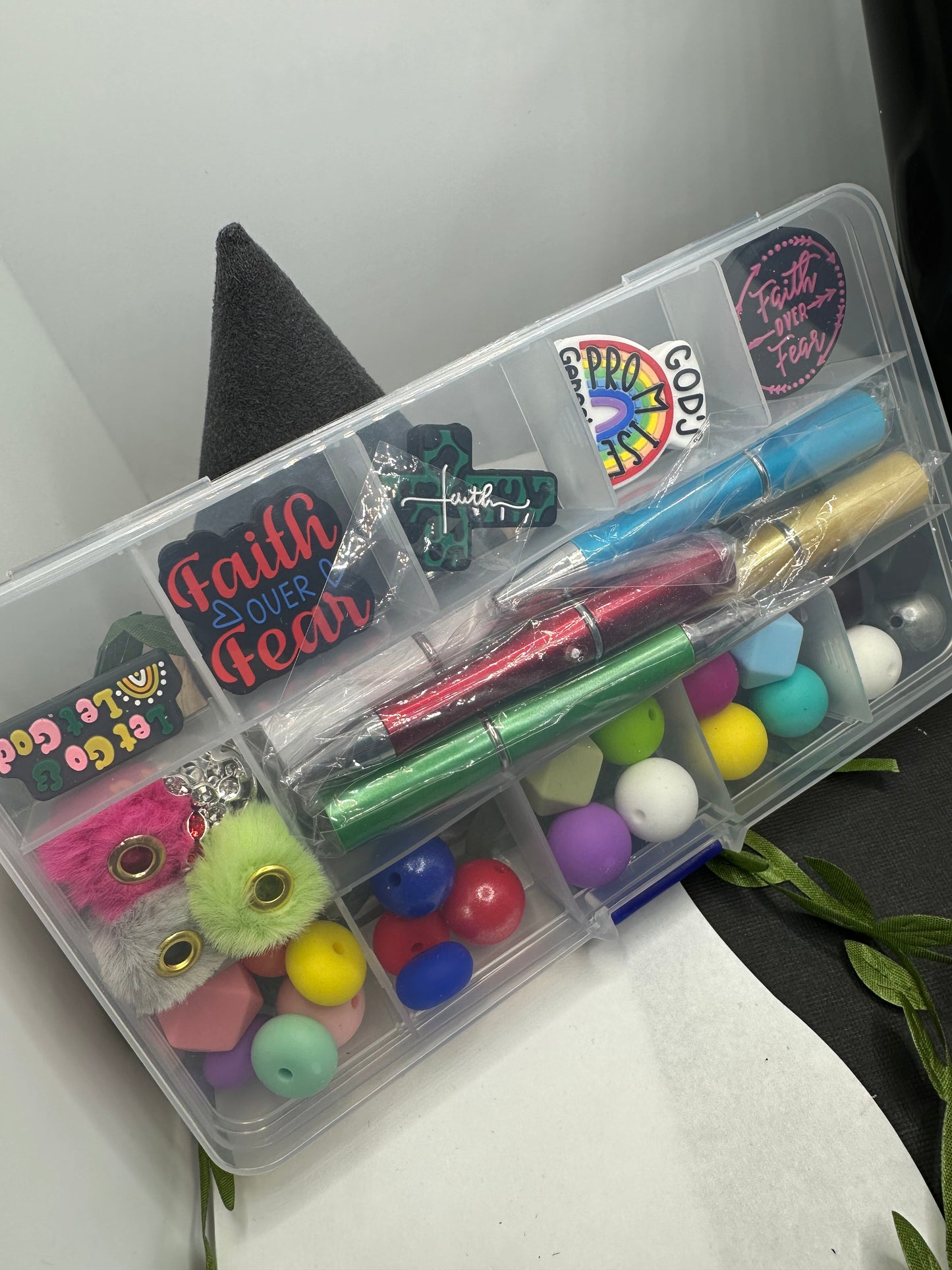 Faith diy beaded pen kit, 5 pens silicone beads, spacer beads with focals