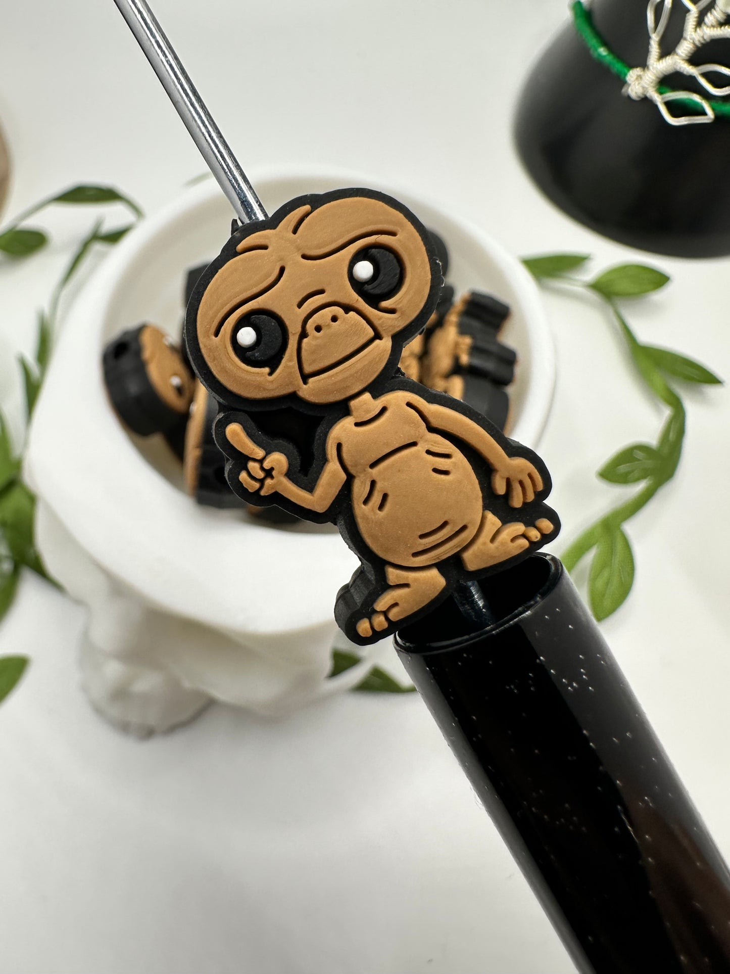 ET alien bead for pens, crafting beads, supplies, focal, silicone bead, silicone for beadable items, 1pc 26mm