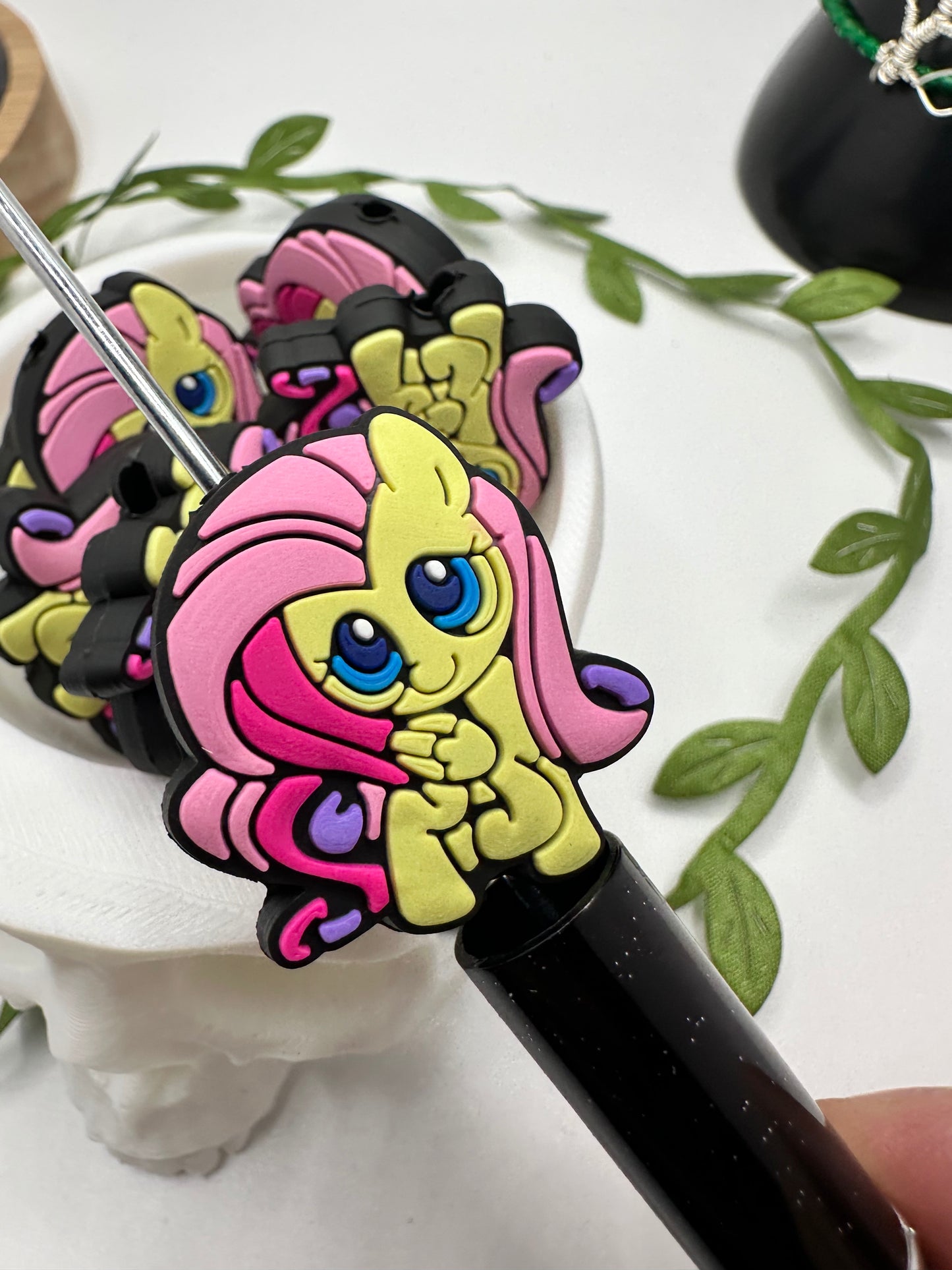 Little Pony bead for pens, crafting beads, supplies, focal, silicone for beadable items, single bead