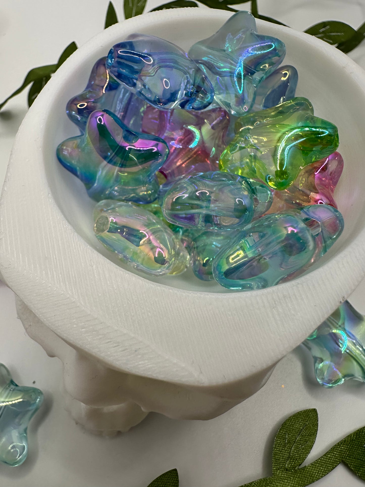 Iridescent multicolor star bead, acrylic 21mm beads for pens, beading supplies, beading, 5pc bag