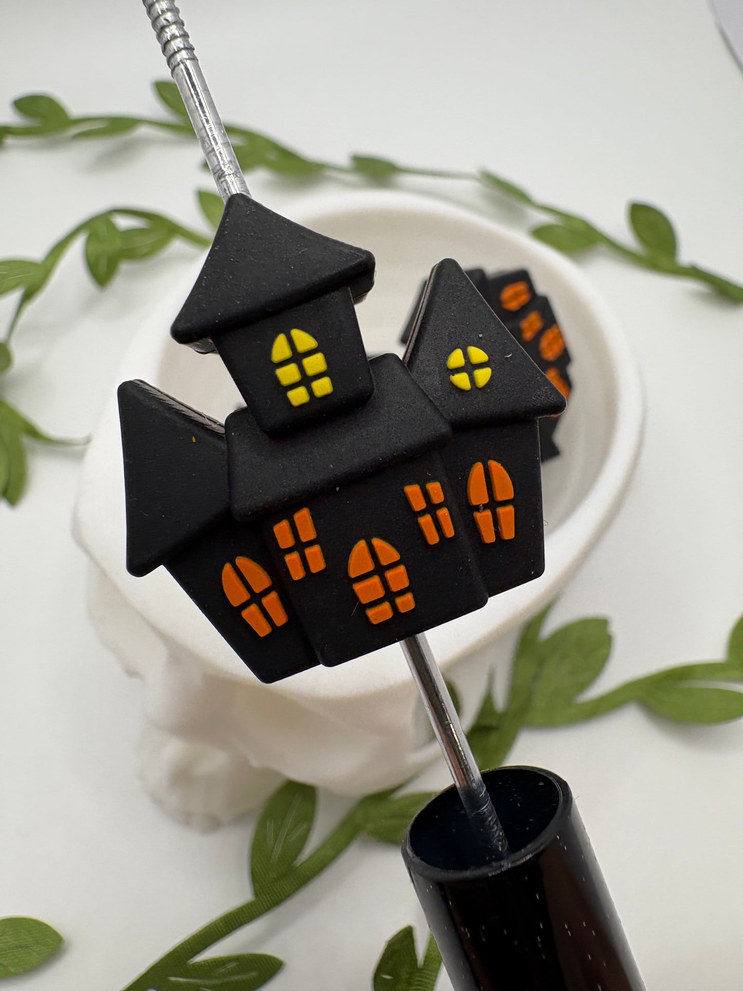 Haunted House 3d, cute silicone bead, beads for pens, printed silicone bead, focal bead, 28mm, 1pc