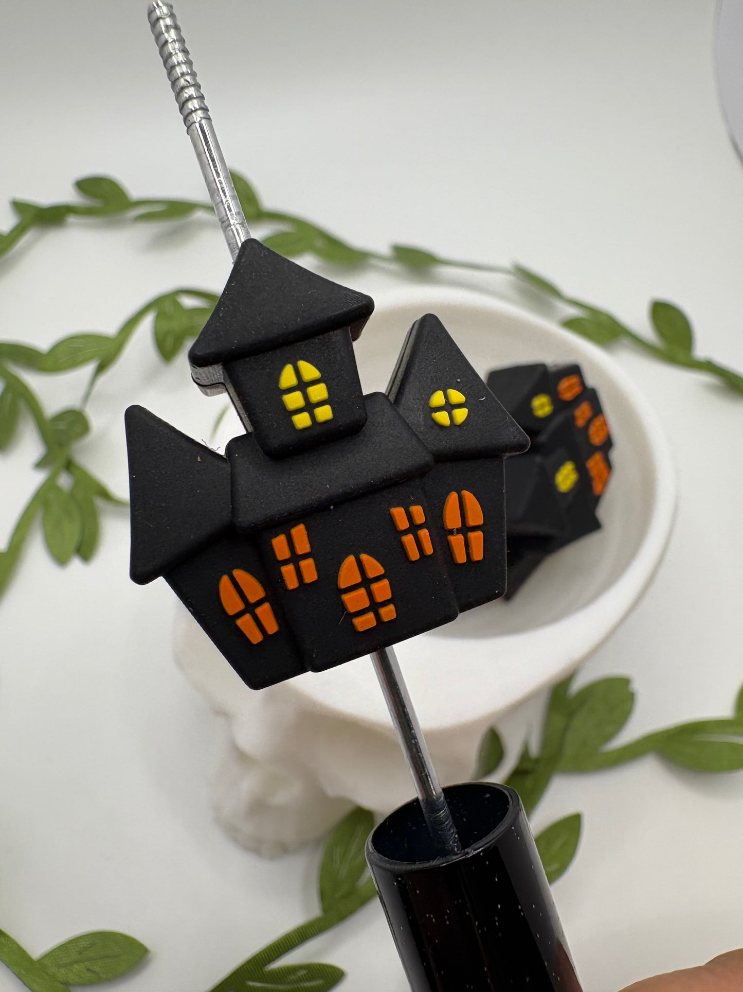Haunted House 3d, cute silicone bead, beads for pens, printed silicone bead, focal bead, 28mm, 1pc