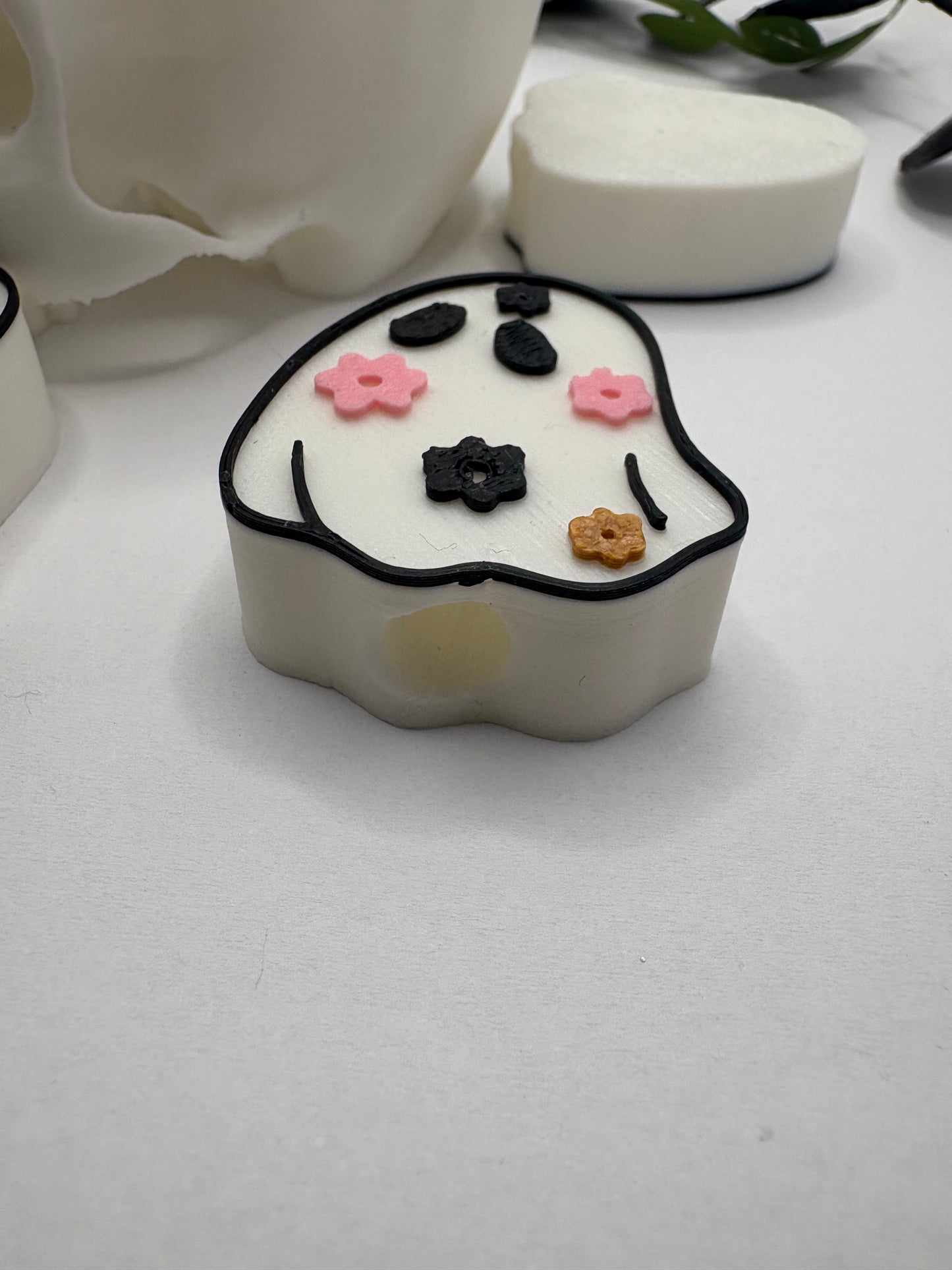 Floral Ghost Straw topper beads, straw accessory, bead supplies, keychain beads, big bead, single side printed, 1pc