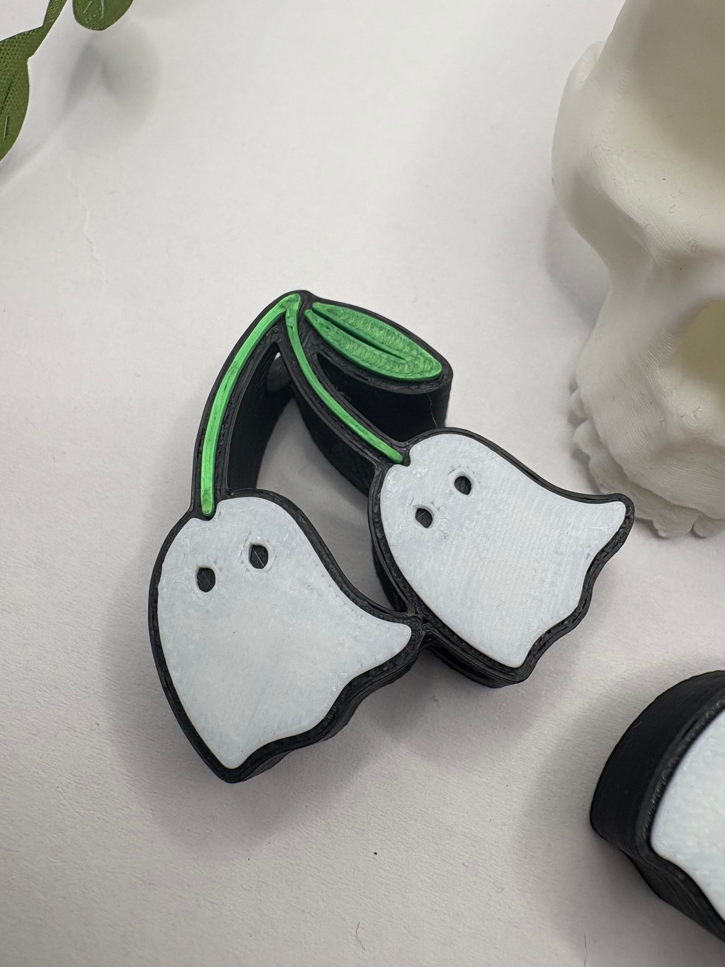 Ghost cherries Straw topper beads, straw accessory, bead supplies, keychain beads, big bead, single side printed, 1pc