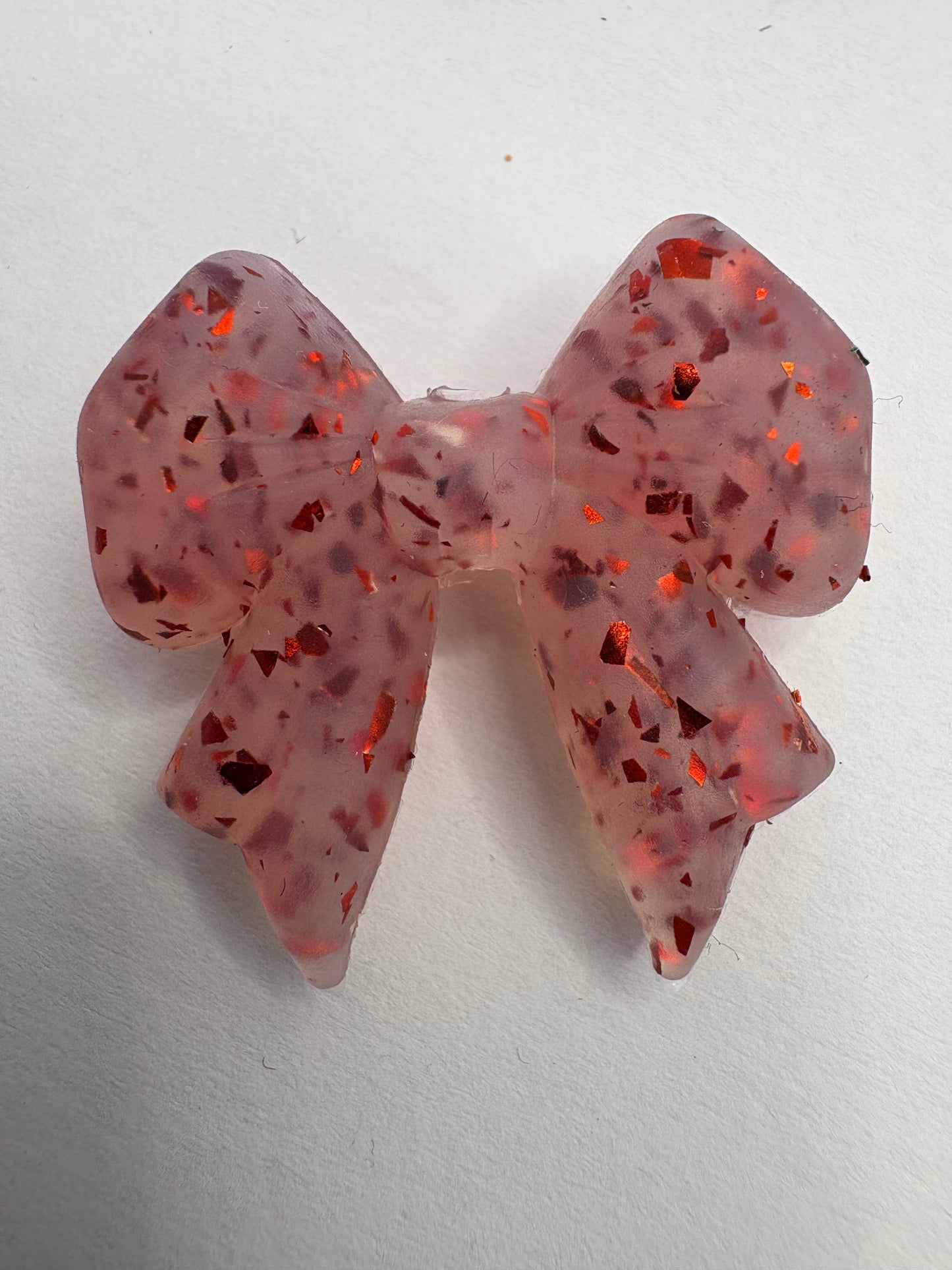 Glitter Bows bead, Silicone focal bead, cute bead for pens, 29mm, soft felxible bow bead 1pc