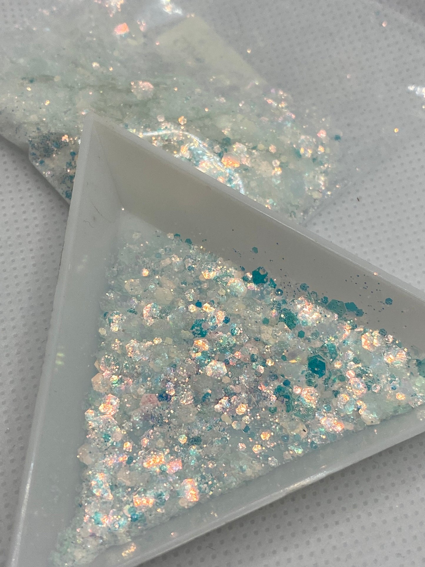 Artic Lights: holo-chunky glitter mix, crafting supplies glitter, custom mix, resin supplies, resin glitter, white and teal glitter