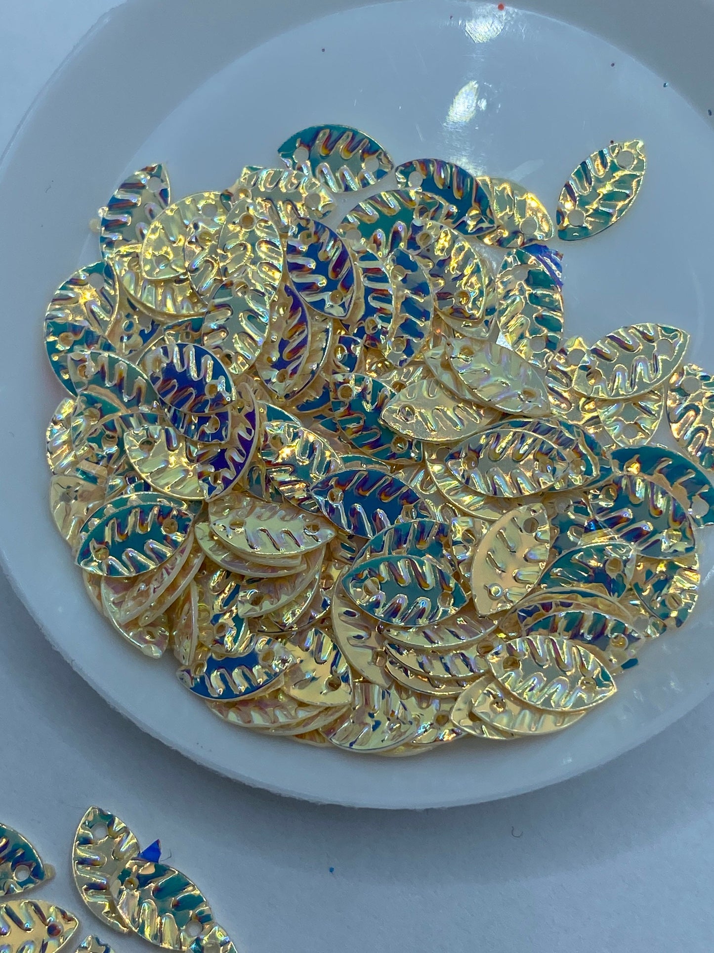 HOLO-CREME: holographic leaf sequins, foliage sequins, resin fillers, crafting supplies, resin sequins, leaf nail accessories, leafs