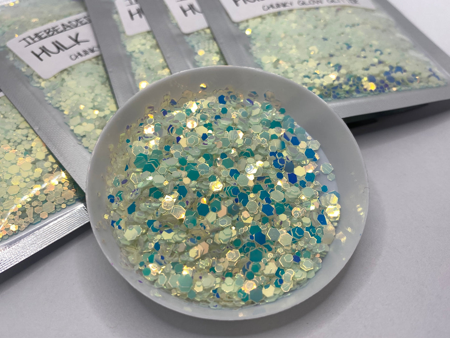 HULK-GLOW: glow chunky glitter mix, crafting supplies glitter, custom mix, resin supplies, resin glitter, mix holo glitter 15g