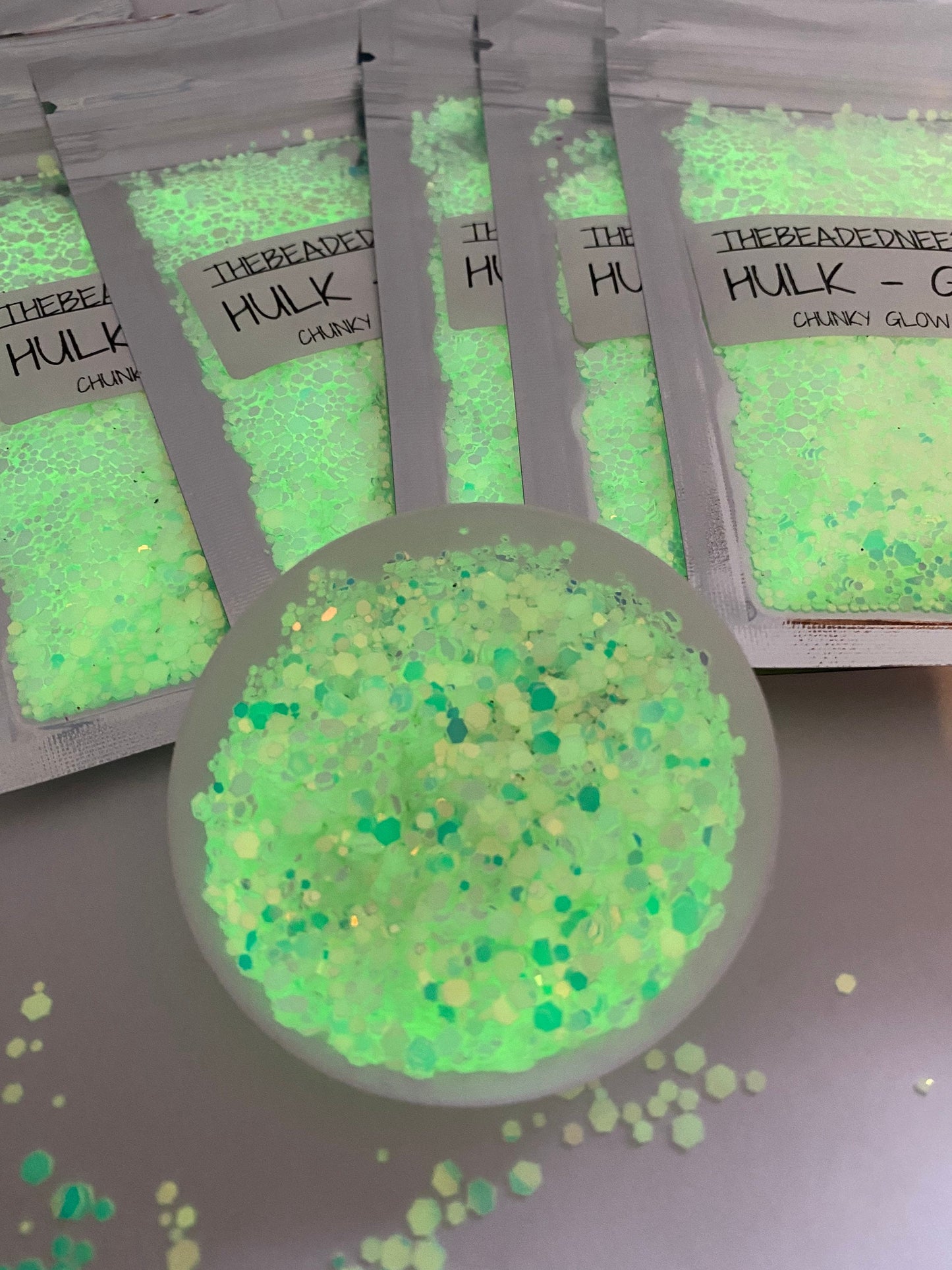 HULK-GLOW: glow chunky glitter mix, crafting supplies glitter, custom mix, resin supplies, resin glitter, mix holo glitter 15g