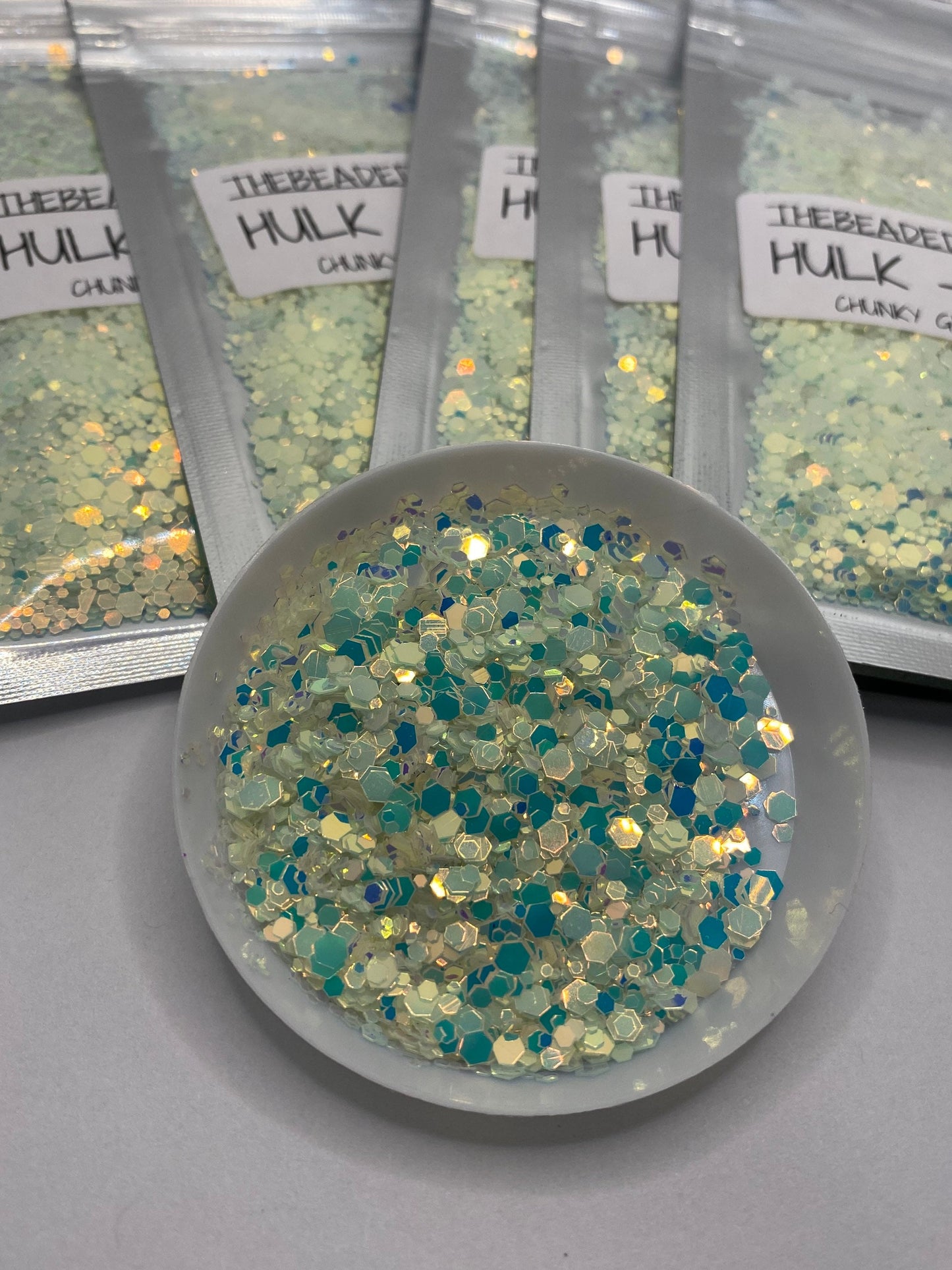HULK-GLOW: glow chunky glitter mix, crafting supplies glitter, custom mix, resin supplies, resin glitter, mix holo glitter 15g