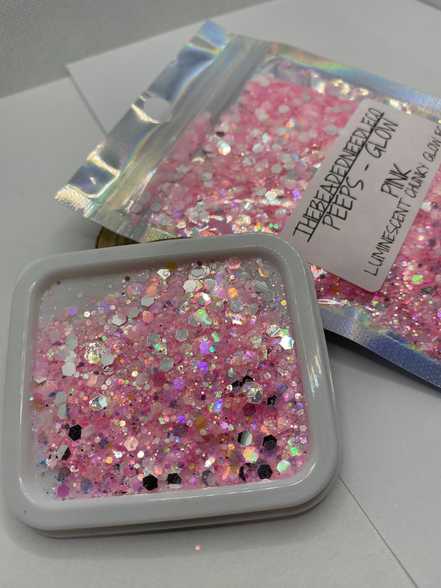Peeps pink -GLOW: glow chunky glitter mix, crafting supplies glitter, custom mix, resin supplies, resin glitter, mix holo glitter 15g