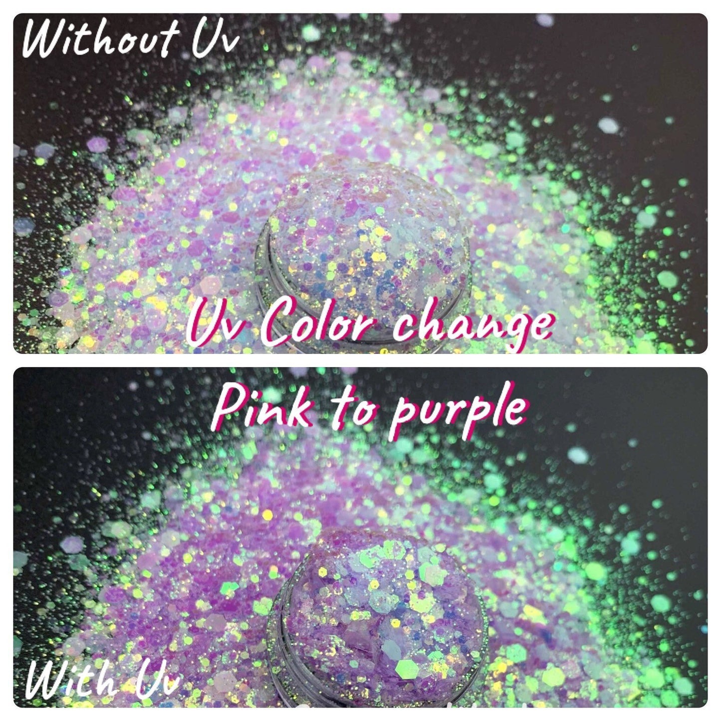UV Color change: UV chunky glitter mix, crafting supplies glitter, custom mix, resin supplies, resin glitter, mix glitter 1oz