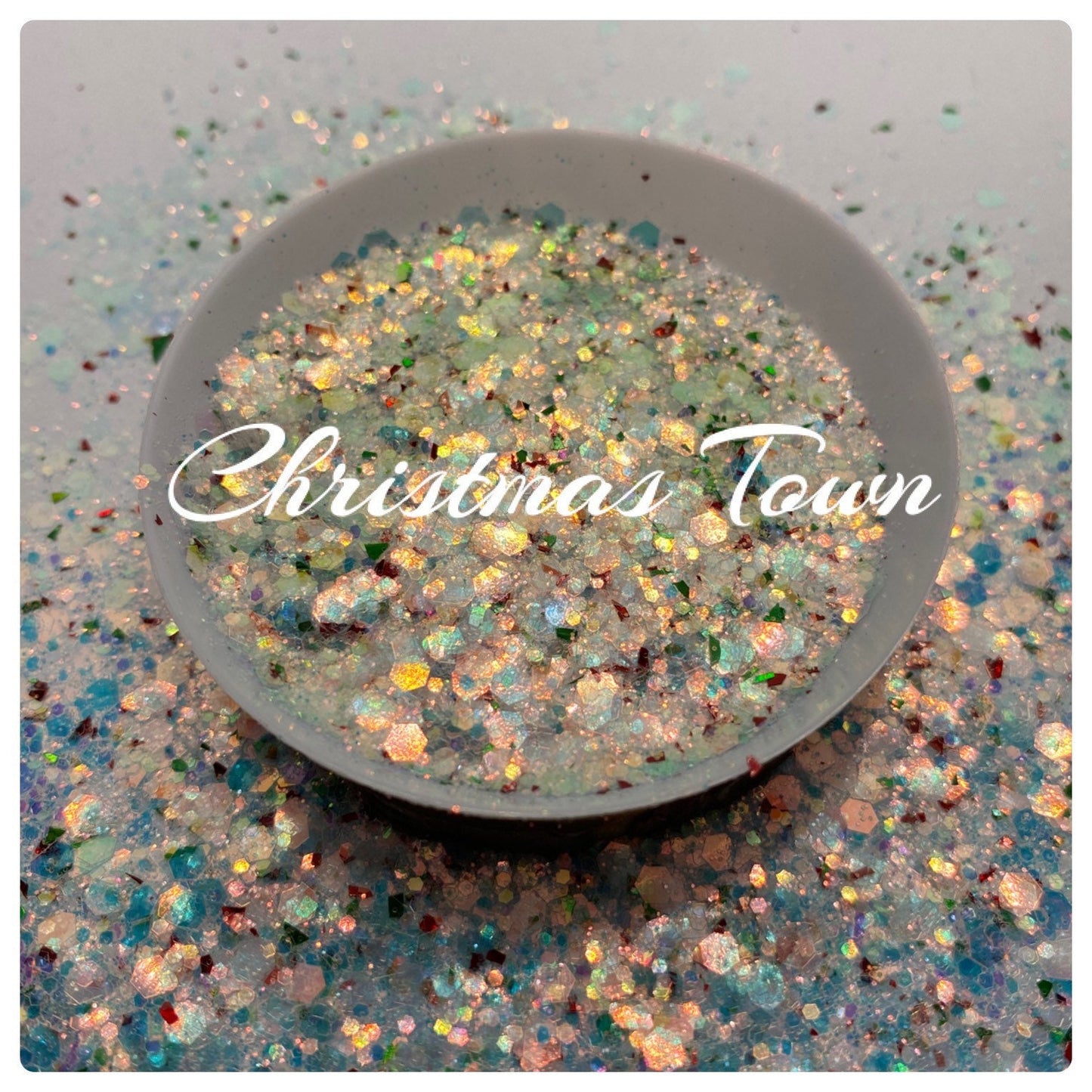Christmas Towne: color shifting chunky sequins glitter mix, multi holo color shifting glitter, custom mix, resin glitter, crafting