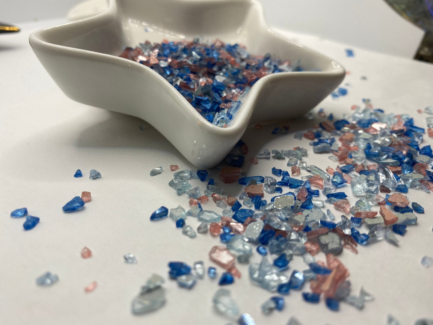 Cotton candy glass chips, resin fillers, candle making supplies 1oz by weight, colored crushed glass crafting