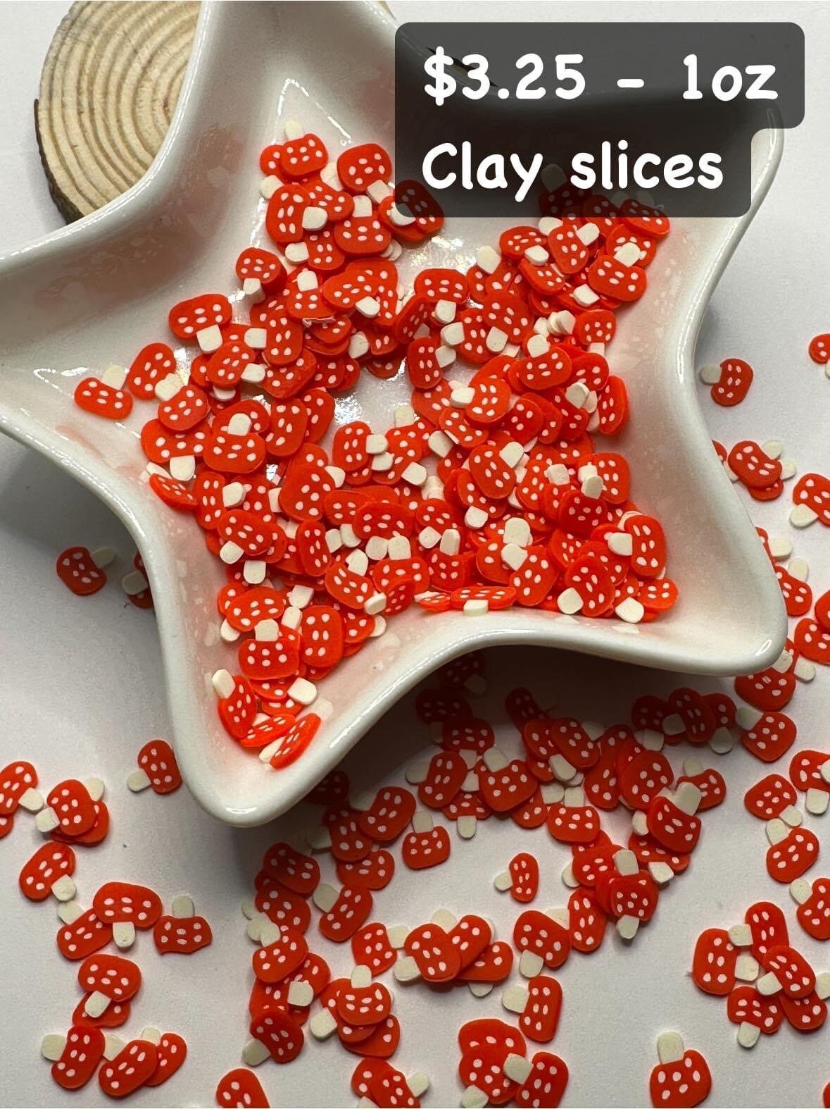 Mushroom clay slice filler, polymer crafting clay slices, resin supplies, craft supplies nail decor mini mushroom