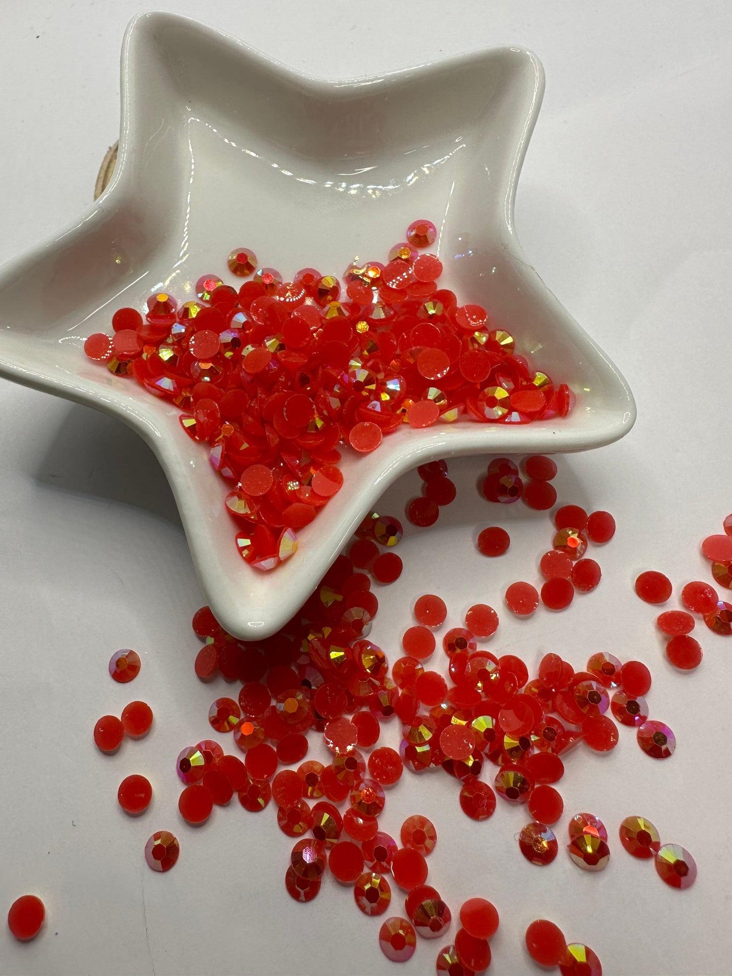 Golden strawberry, 5mm AB jelly rhinestones, 1oz by Wt. faceted flat back jelly resin rhinestones, non-hot fix