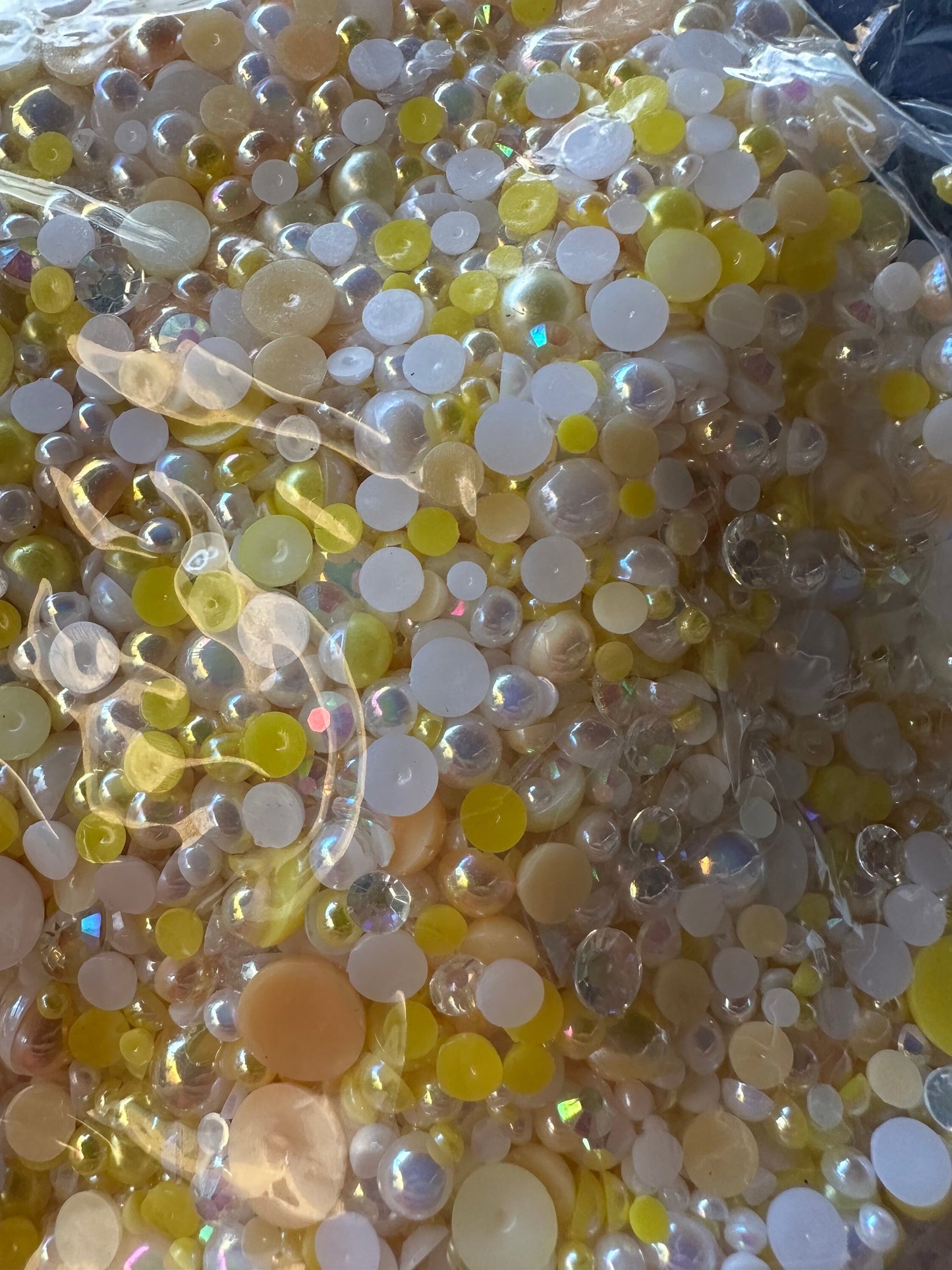 Sunflower Dreams, mixed half circle domes, .5oz by Wt. flat back resin rhinestones, non-hot fix