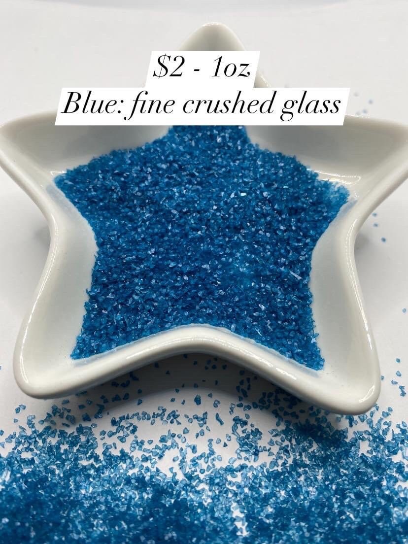 Blue fine crushed glass resin fillers, candle making supplies 1oz by weight, colored crushed glass crafting