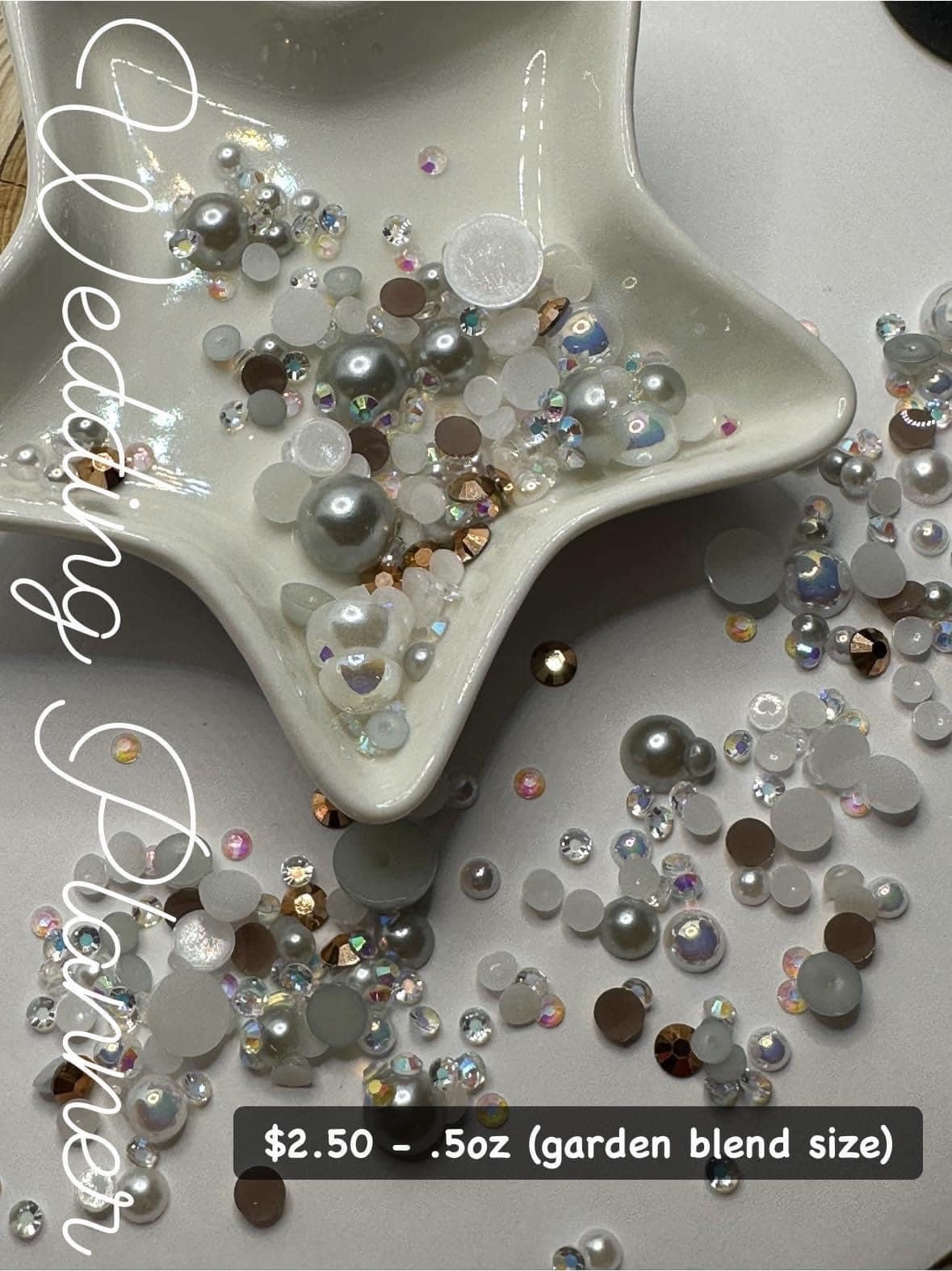 Wedding Planner, mixed half circle domes, .5oz by Wt. flat back resin rhinestones, non-hot fix