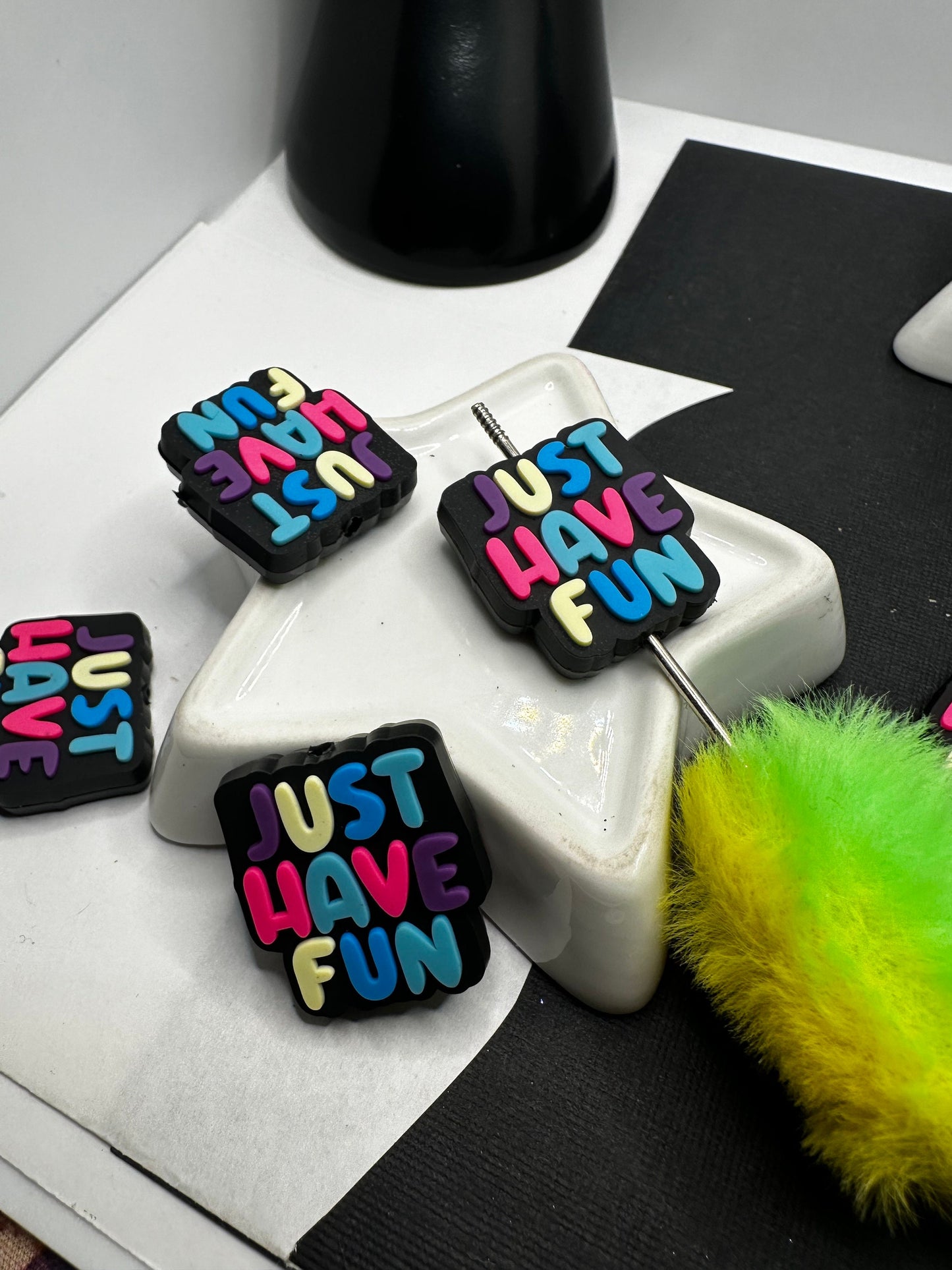 Just have fun silicone bead for pens, crafting beads, supplies, focal, silicone supply bead, silicone focal for beadable items, beadable