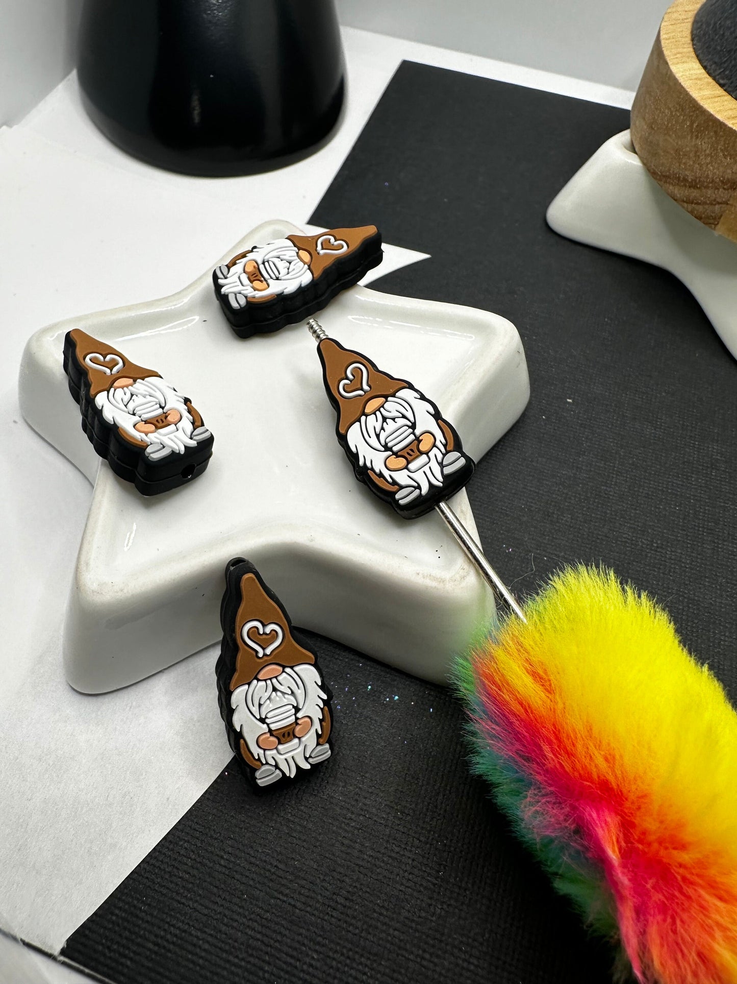 Coffee gnome mini Silicone focal bead, silicone bead, silicone bead for pens, crafting beads, supplies, focal, silicone supply bead 29mm