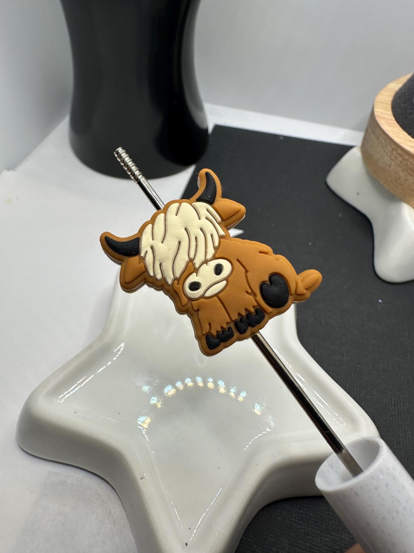Cow hyland heifer bead for pens, crafting beads, supplies, focal, silicone supply bead, silicone focal for beadable items, beadable supplie