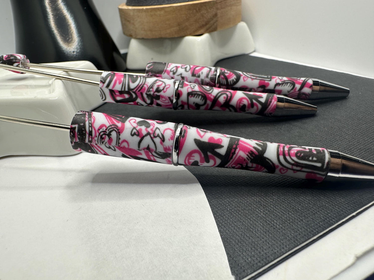 Love Graphics, Beadable pen blank, black ink, pen for silicone beads, for acrylic beads, pens for crafting, beadable blanks supplies