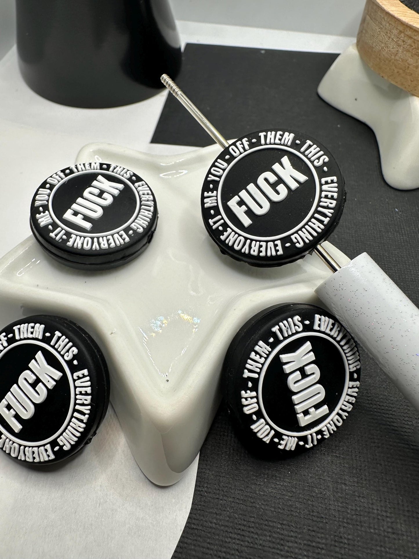 Silicone focal bead, Explicit vulgar silicone bead, silicone bead for pens, crafting beads, bead supplies, focal, silicone supply bead 28mm