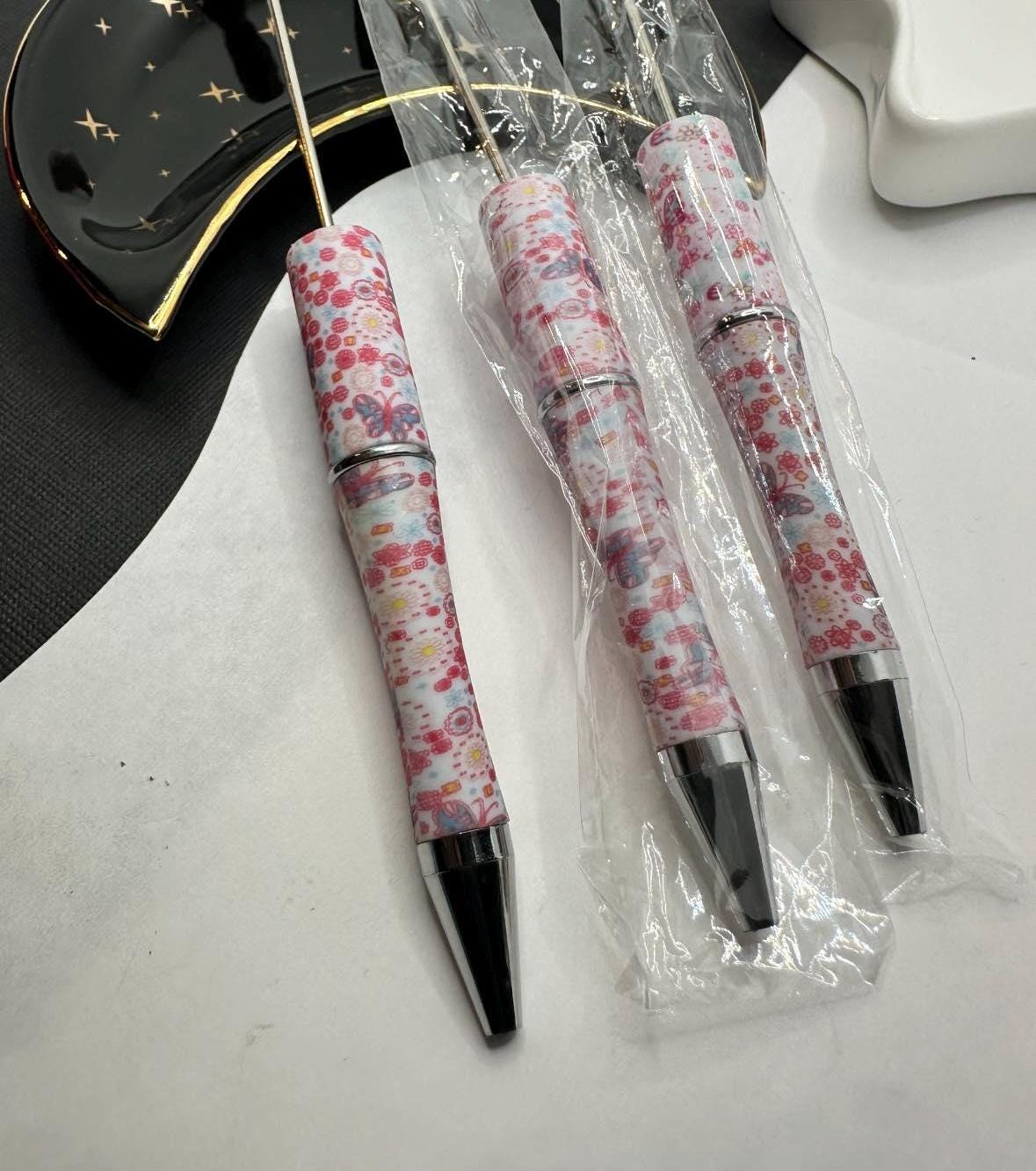 Butterfly floral, Beadable pen blank, black ink, pen for silicone beads, for acrylic beads, pens for crafting, beadable blanks supplies