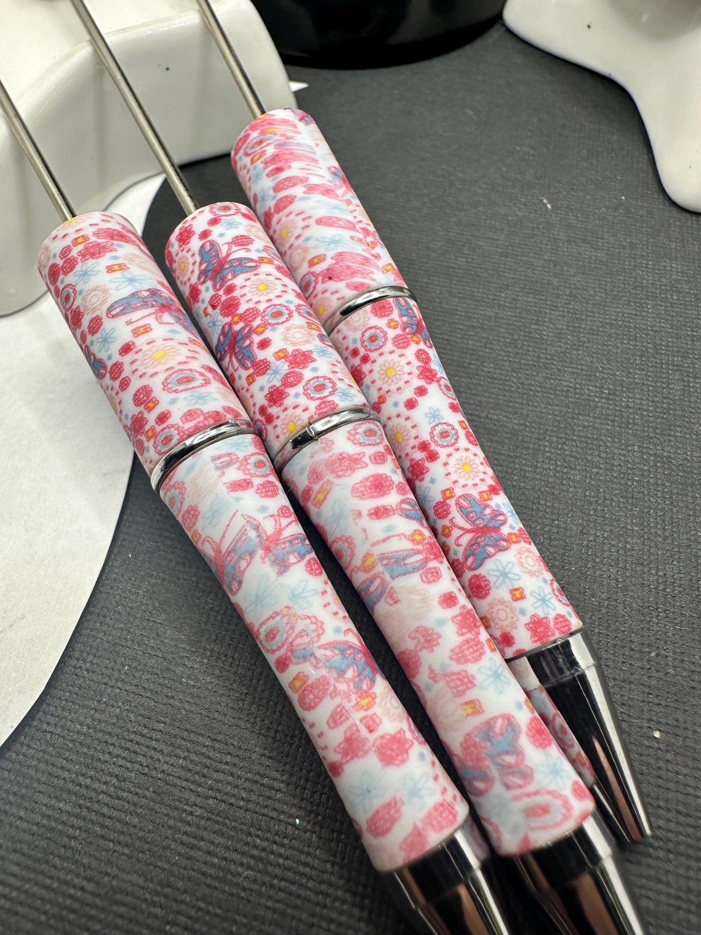 Butterfly floral, Beadable pen blank, black ink, pen for silicone beads, for acrylic beads, pens for crafting, beadable blanks supplies