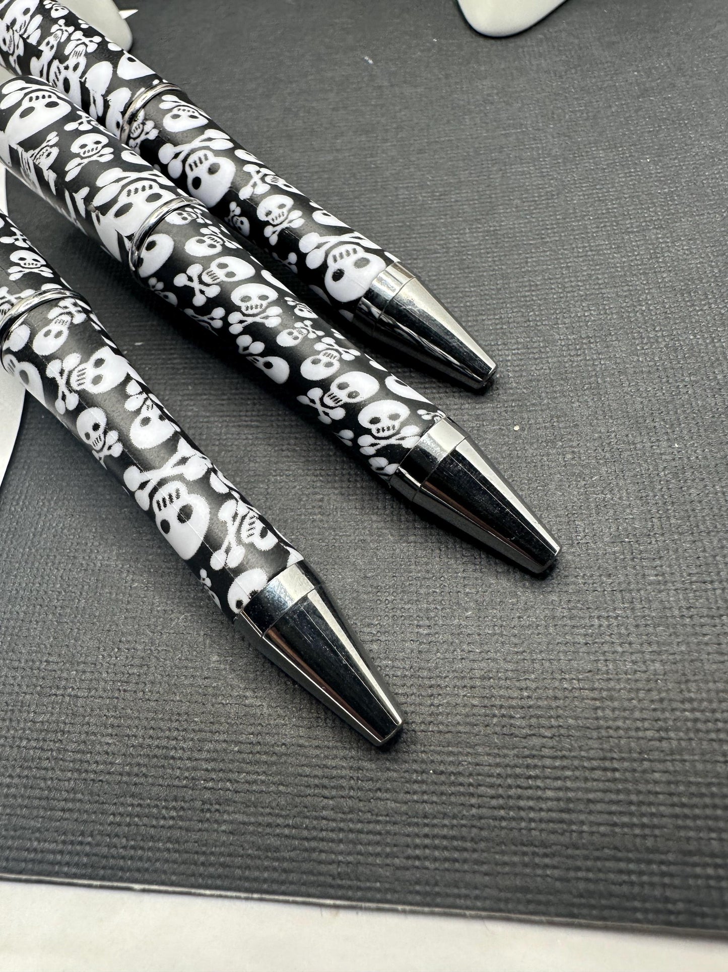 Skull Pen Blanks, Beadable pen blank, black ink, pen for silicone beads, for acrylic beads, pens for crafting, beadable blanks supplies