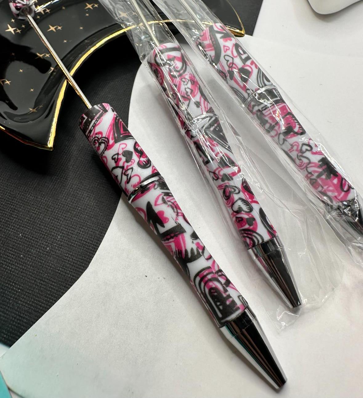 Love Graphics, Beadable pen blank, black ink, pen for silicone beads, for acrylic beads, pens for crafting, beadable blanks supplies