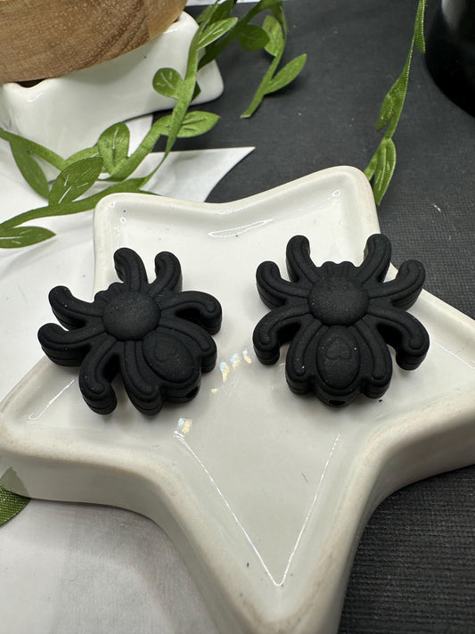 Silicone focal bead, spider bead, black spider bead, beadable spider bead, spider crafting, bead supplies 25mm
