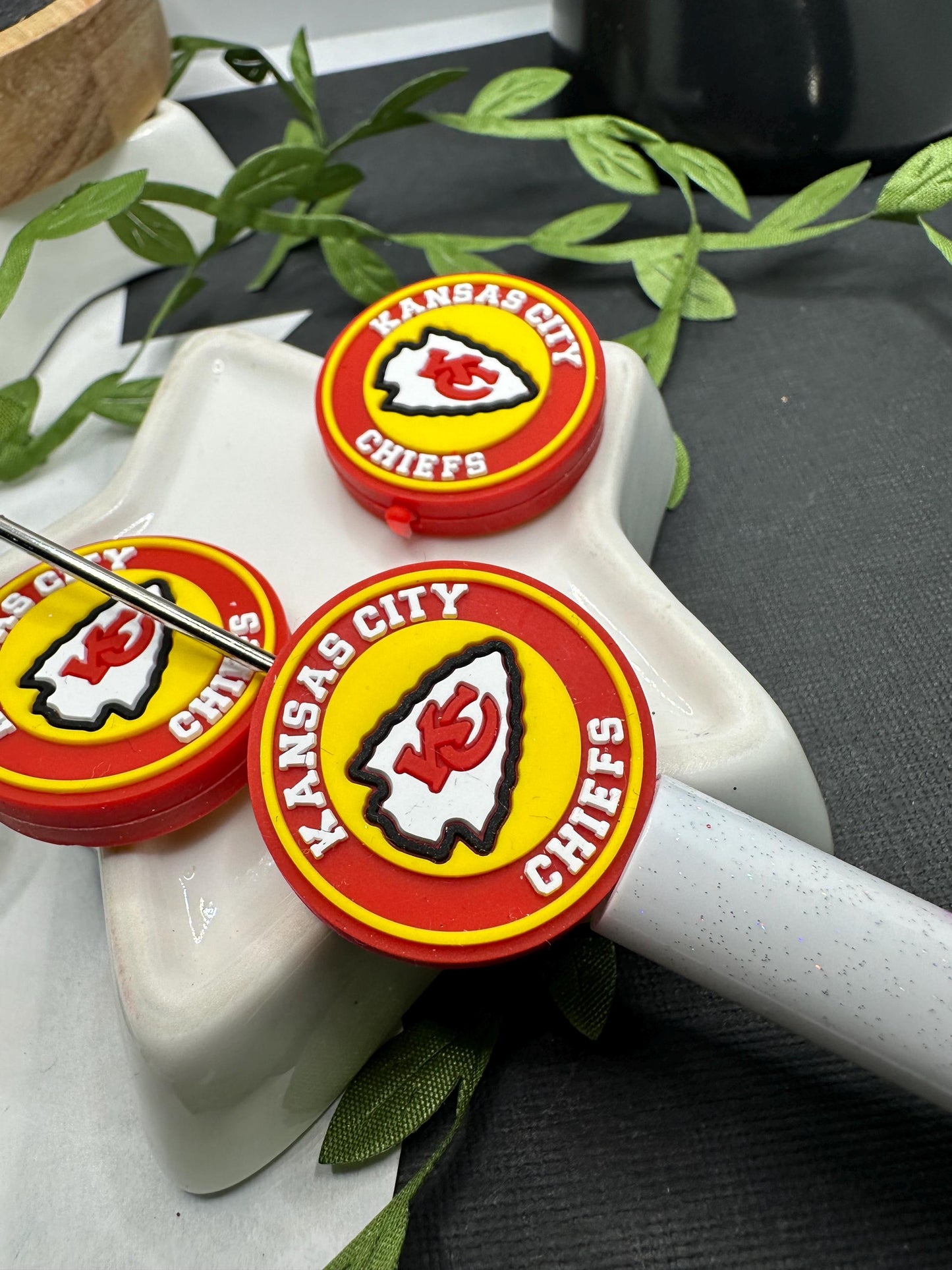 KC Football Bead, team Silicone focal bead, silicone bead, silicone bead for pens, crafting beads, supply, focal, silicone supply bead 28mm