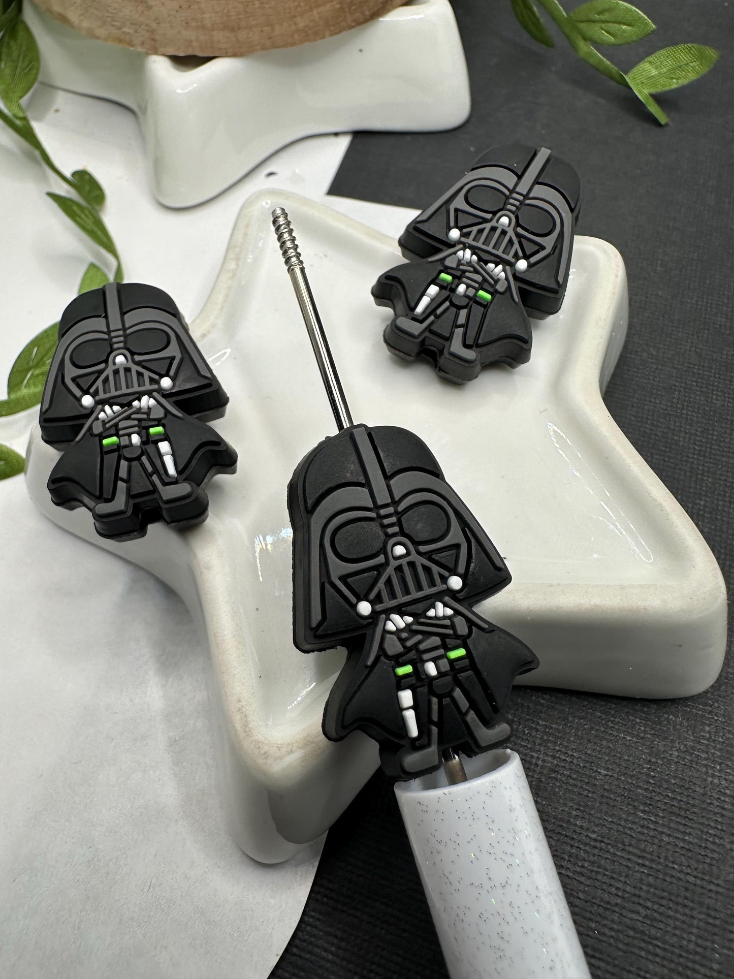 Darth Character bead, Silicone focal bead, cute bead for pens, bead for beadable items, bead double sided silicone bead 32.1mm
